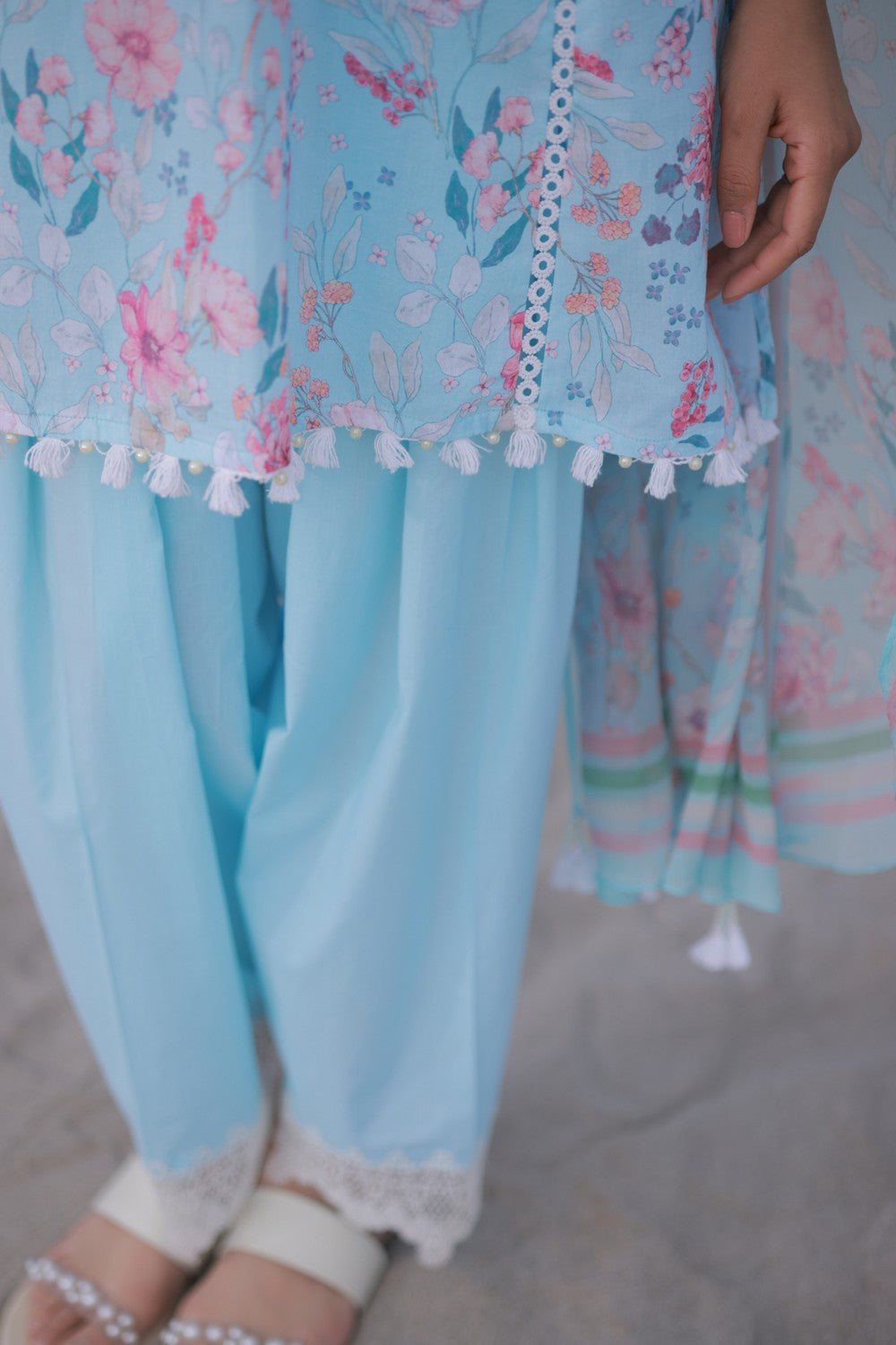 Sky Blue Printed Lawn Suit