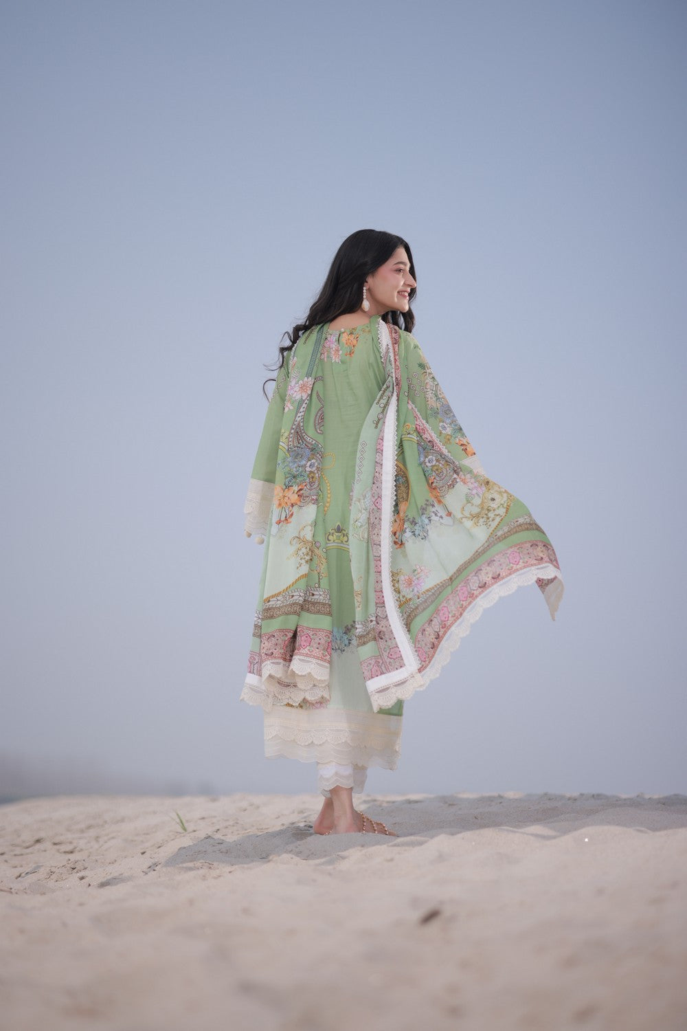 Green Printed Lawn Suit