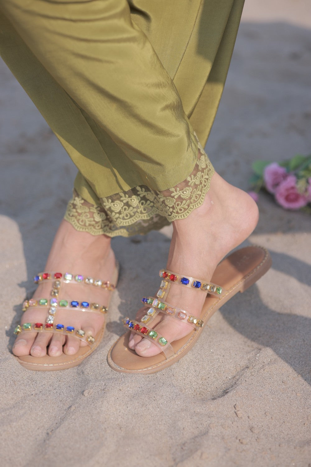 Olive Fringe Kurta Set