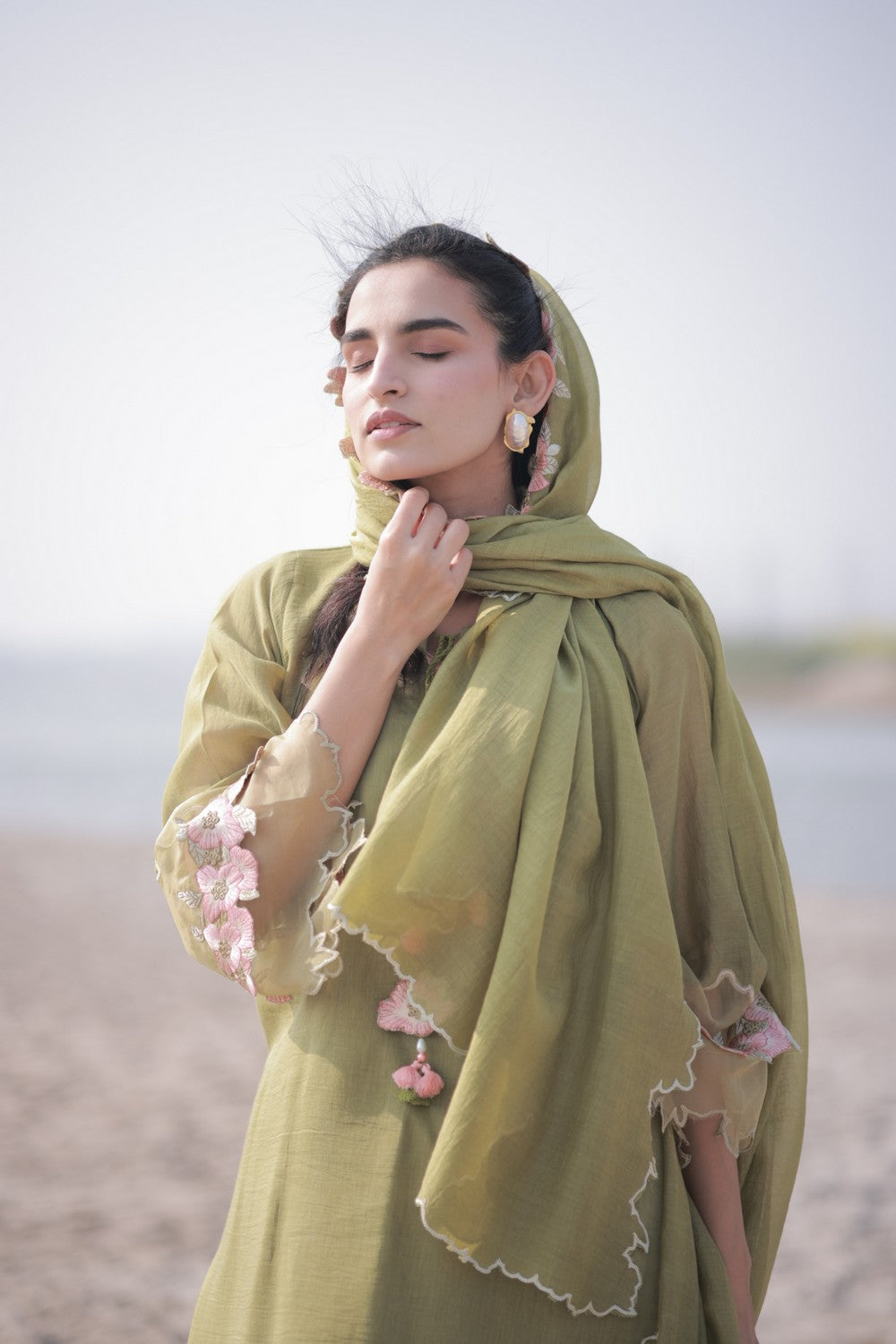 Olive Floral Suit