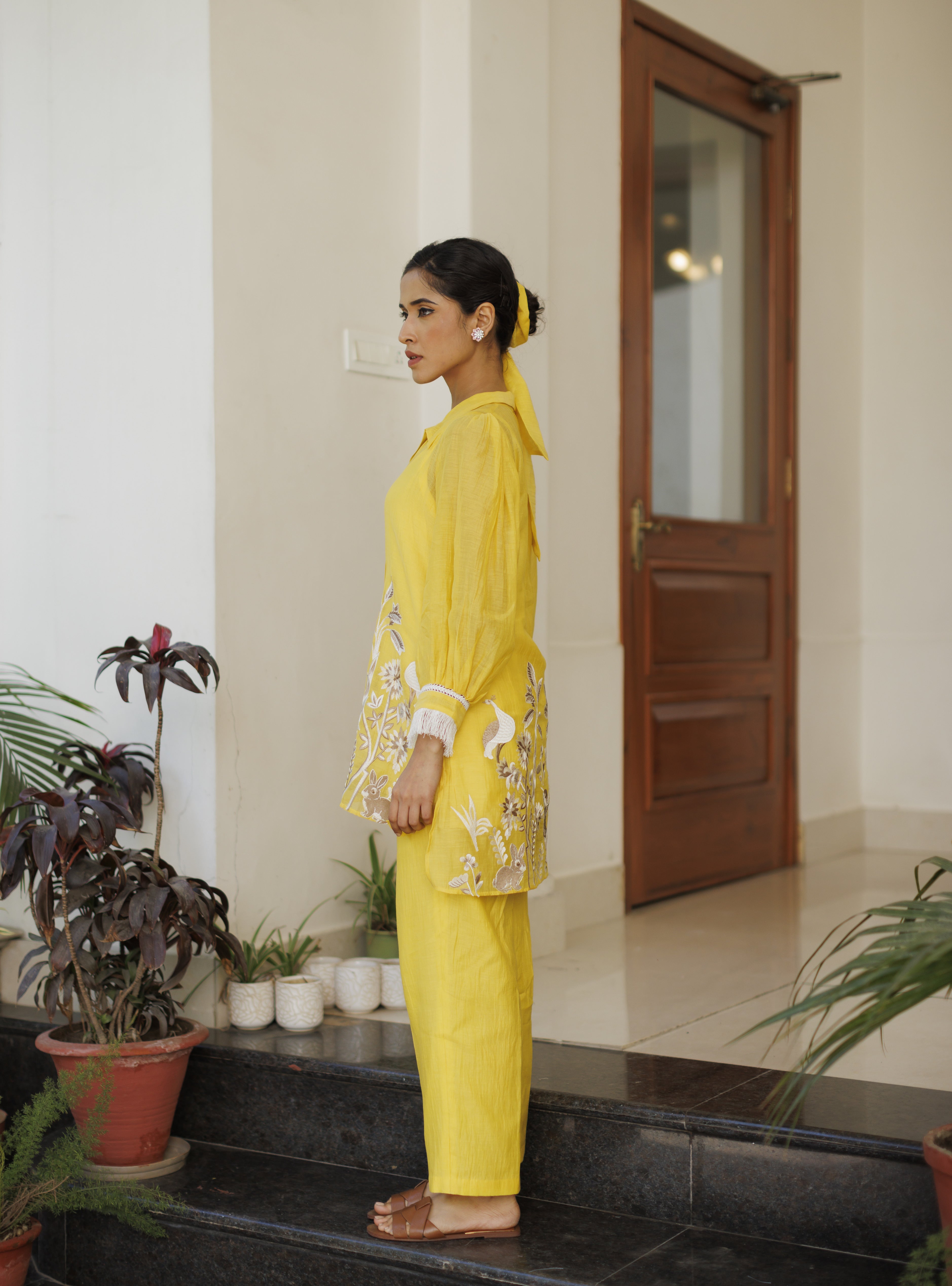 Yellow Embroidered Co-ord Set