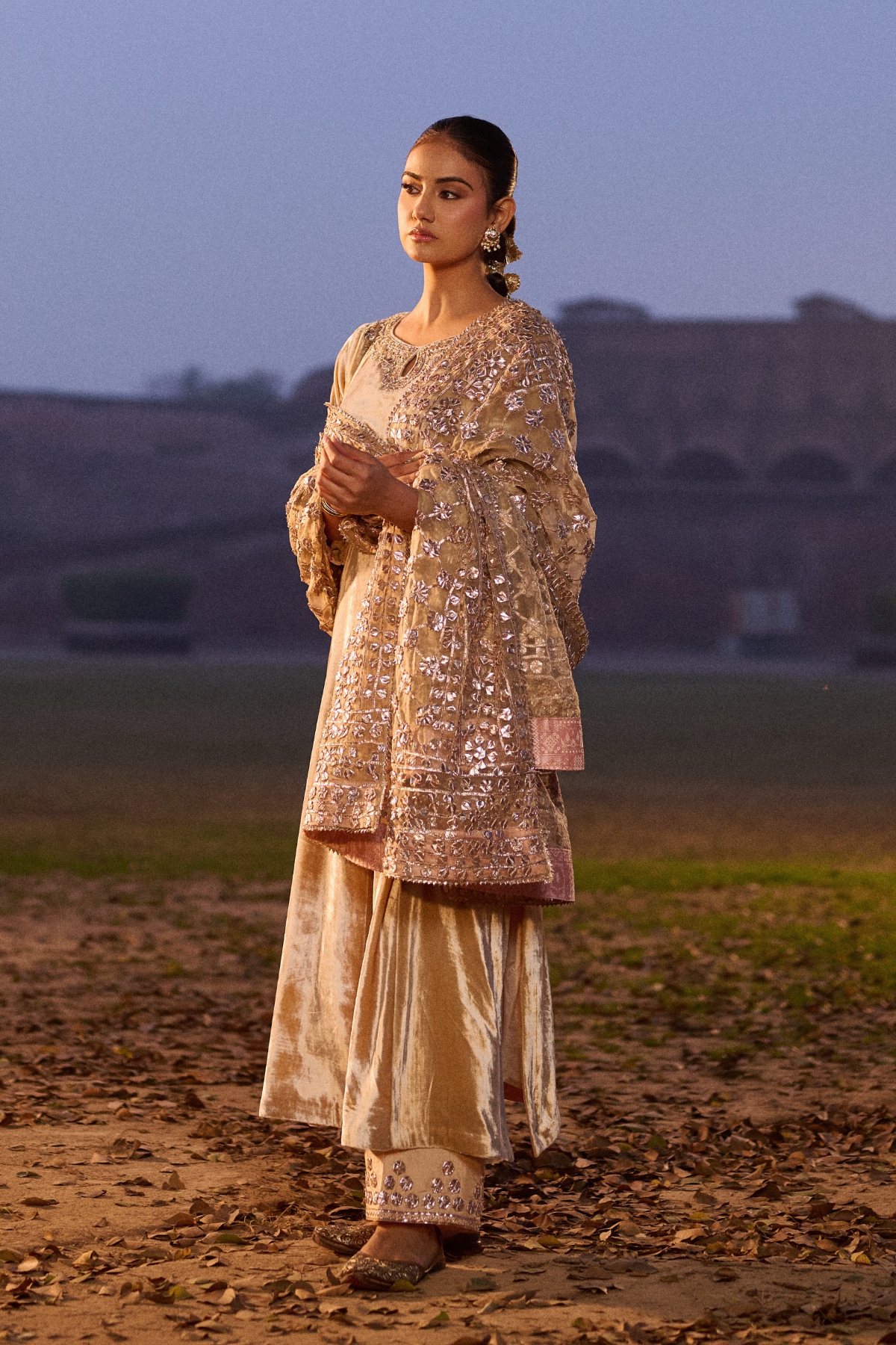 Beige Gota Patti Suit