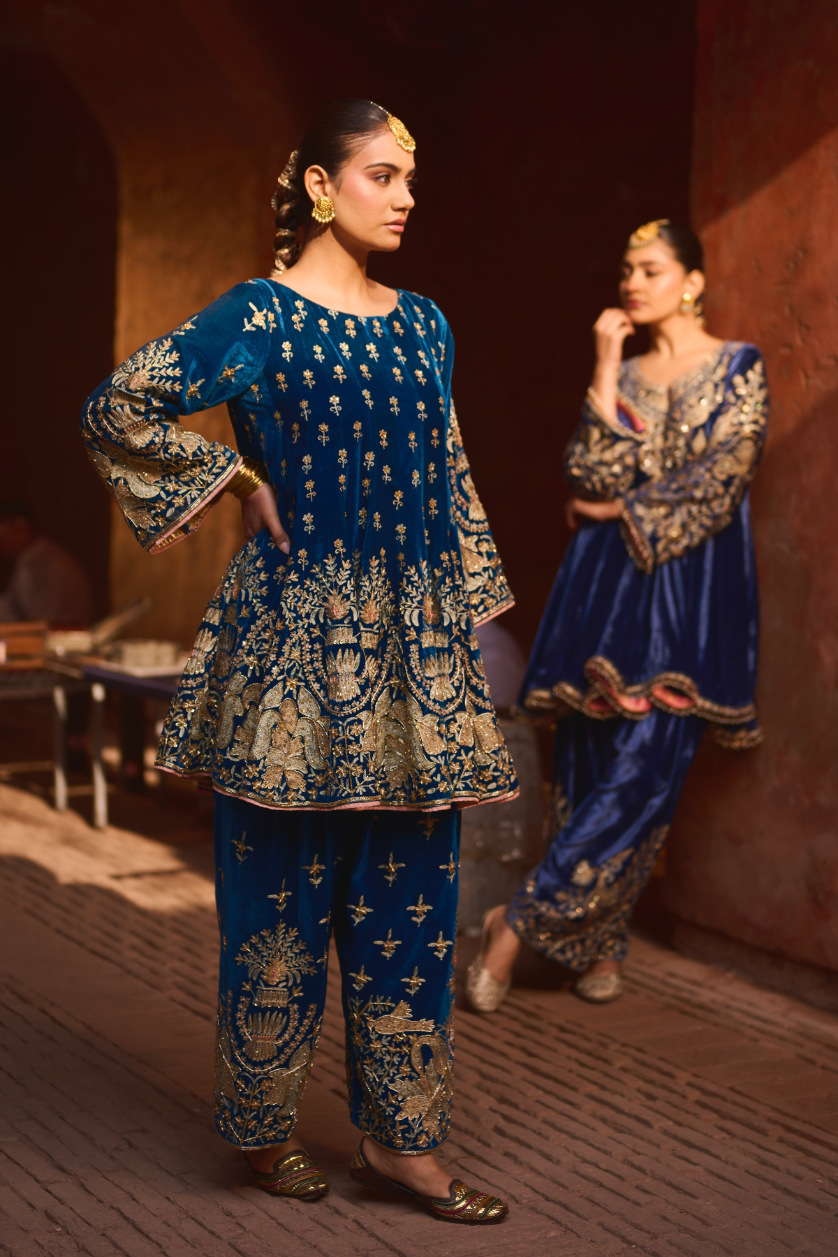 Peacock Blue Short Anarkali