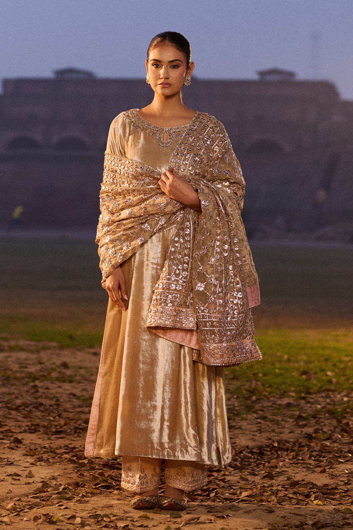 Beige Gota Patti Suit