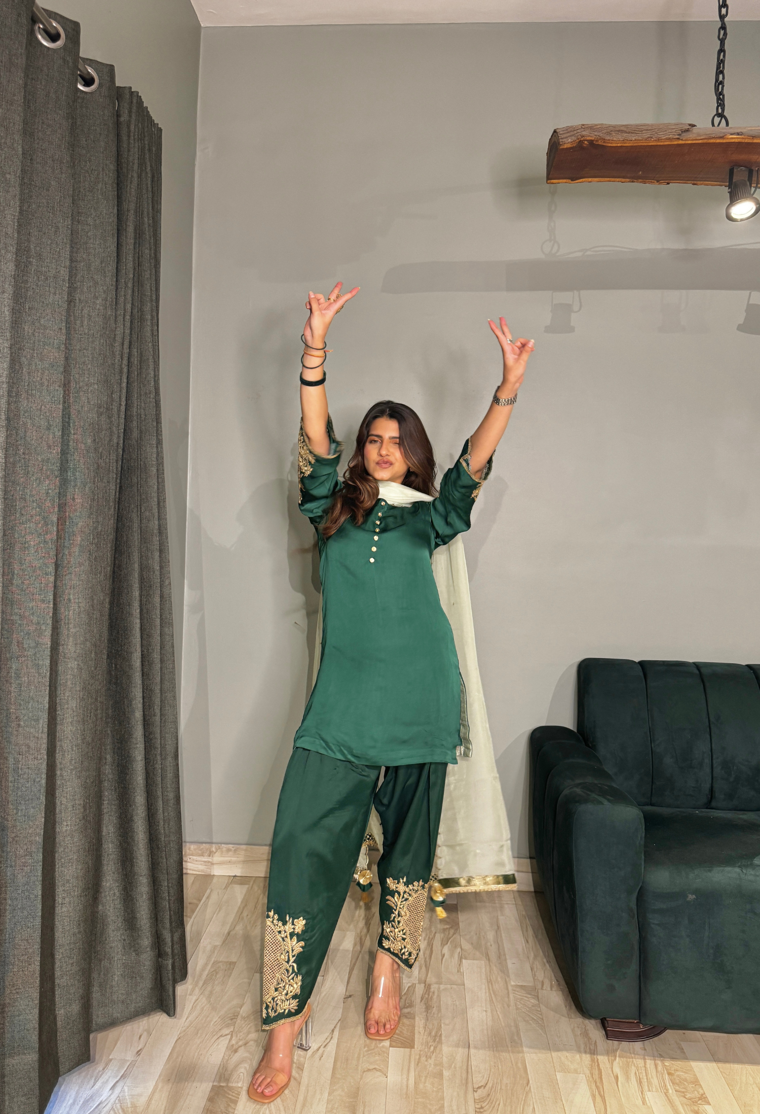 Aari Embroidered Satin Suit