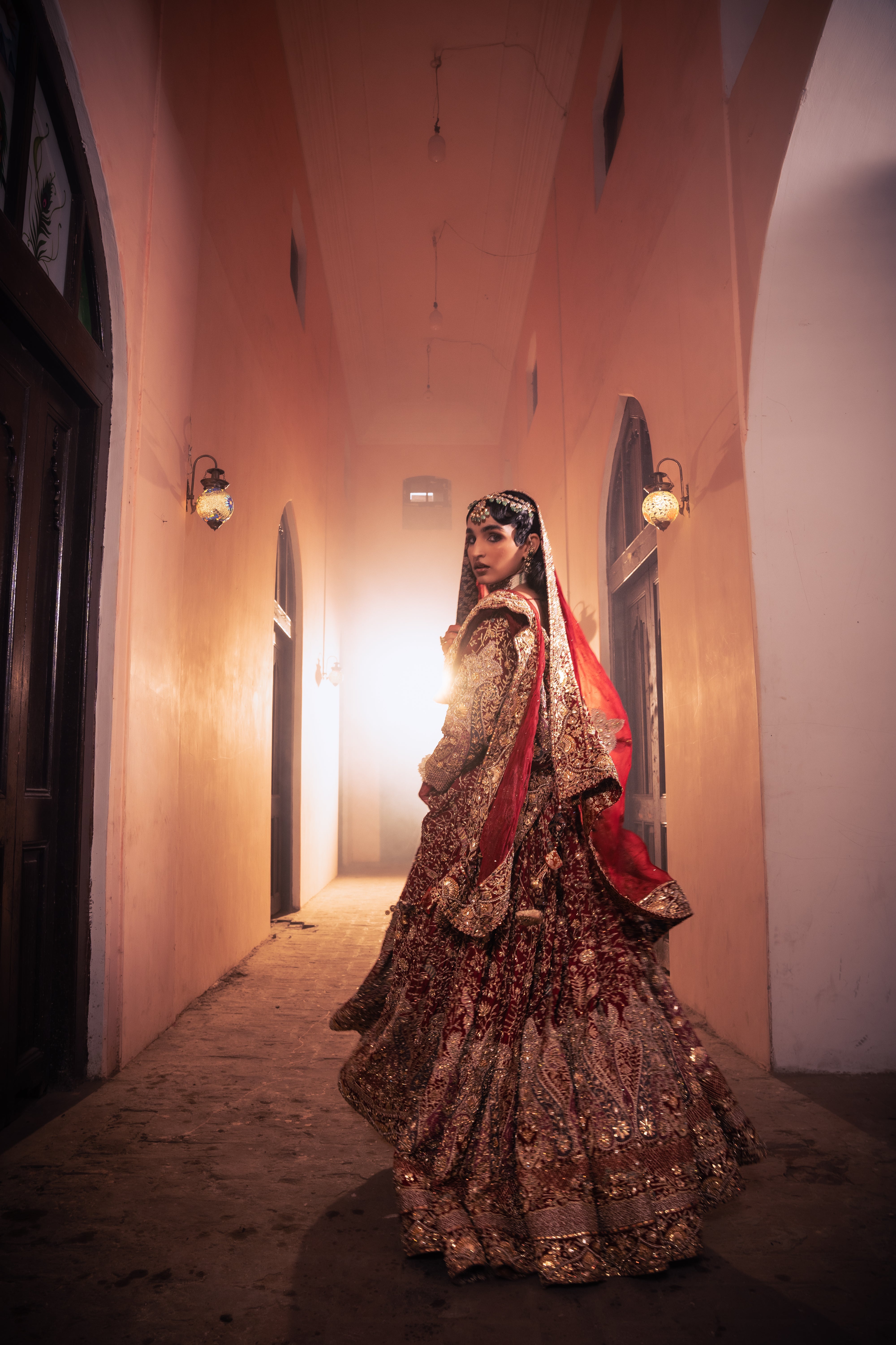 Sahiba - Deep Red Lehenga
