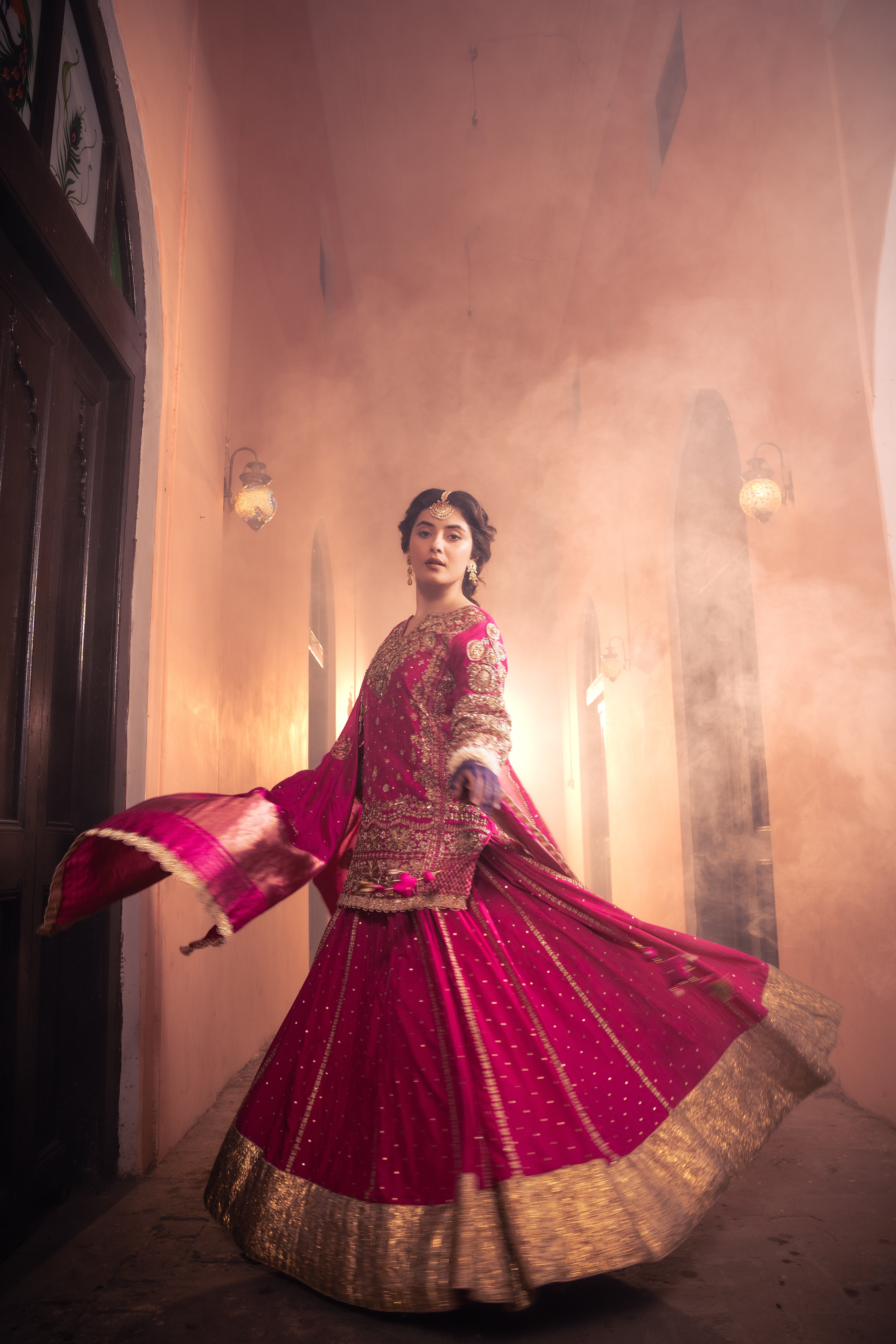 Heer - Rani Pink kurti Lehenga