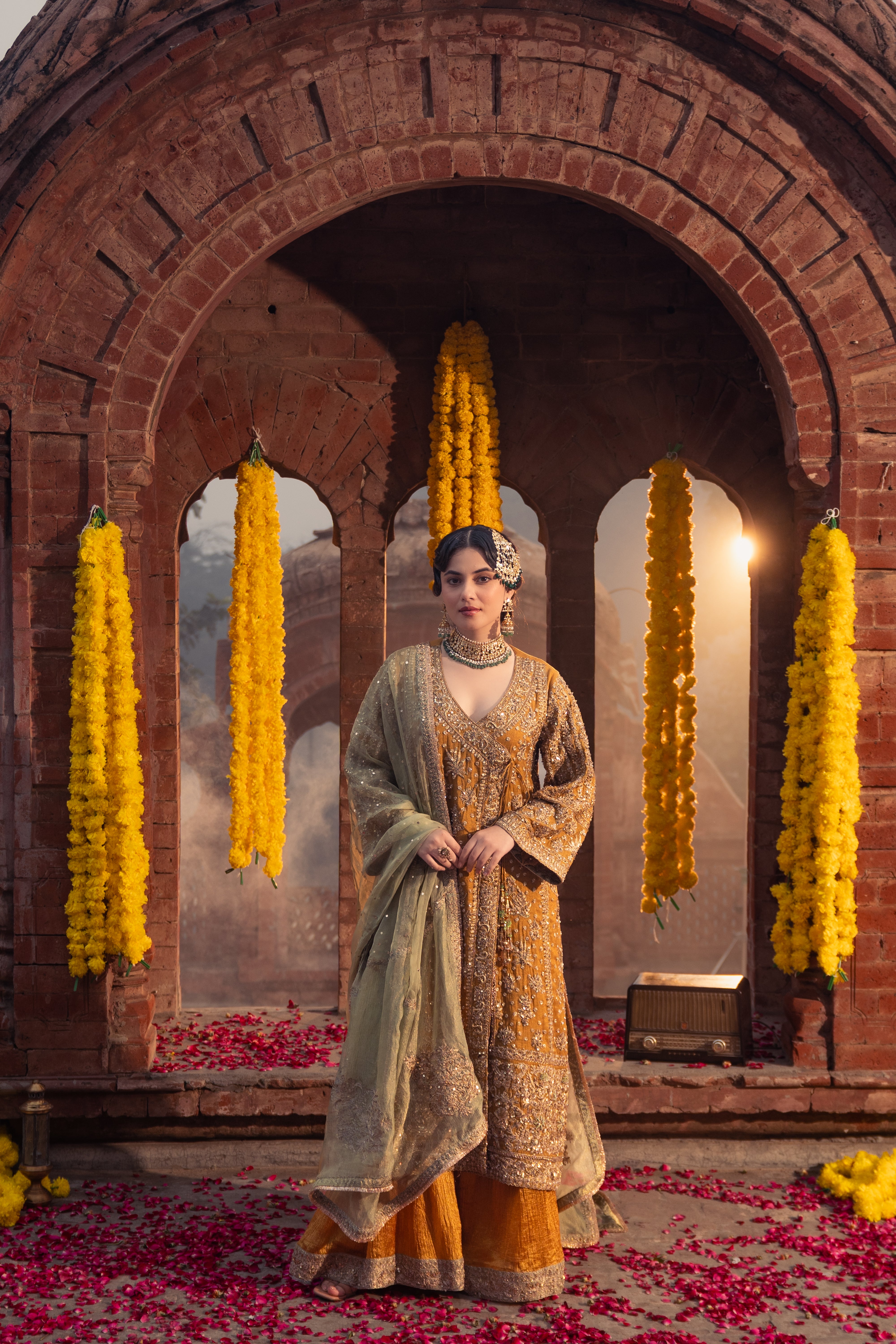 Heer - Golden Angrakha Sharara