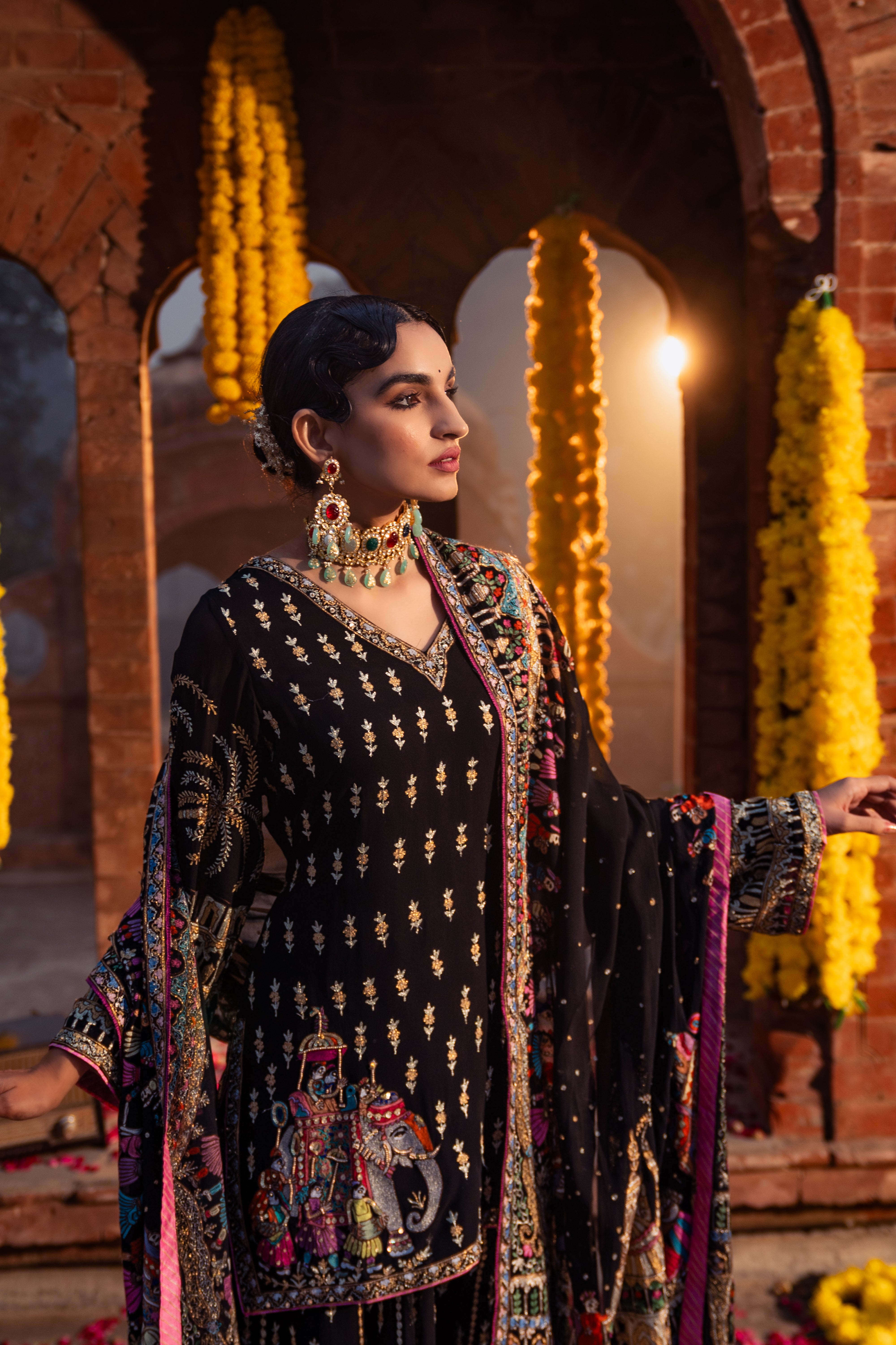 Sahiba - Black Aari Sharara Set