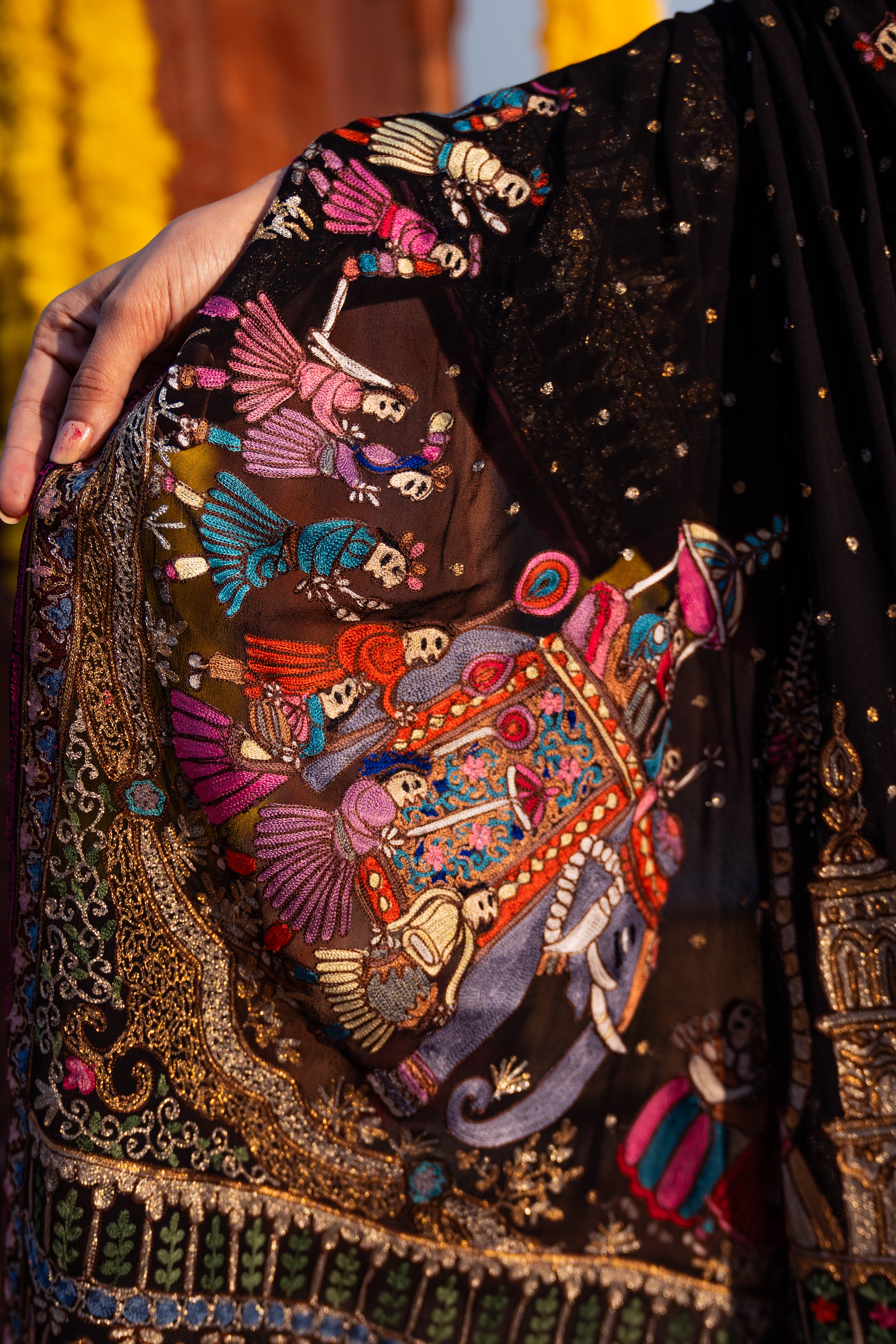 Sahiba - Black Aari Sharara Set