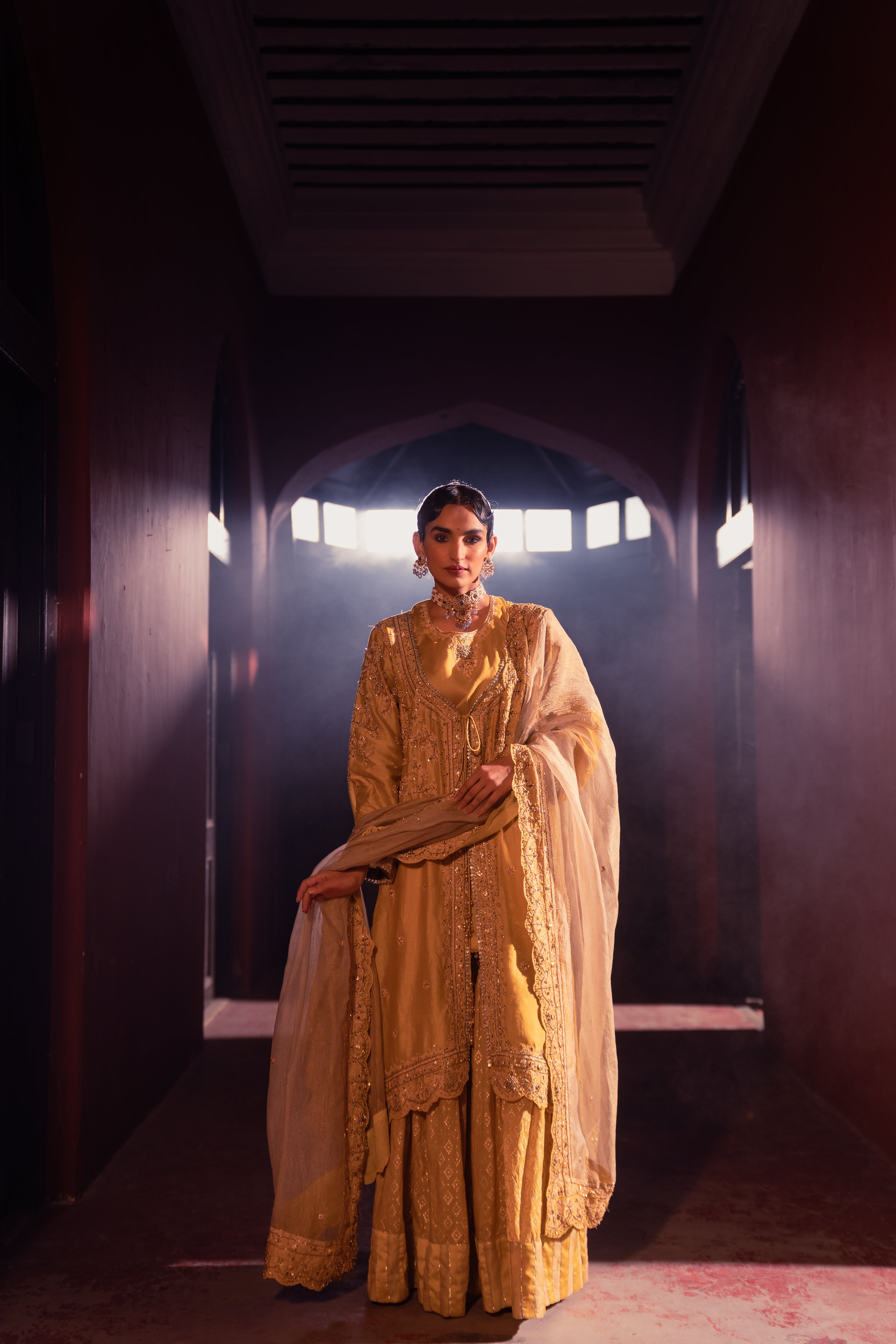 Sahiba - Yellow Jacket Sharara Set