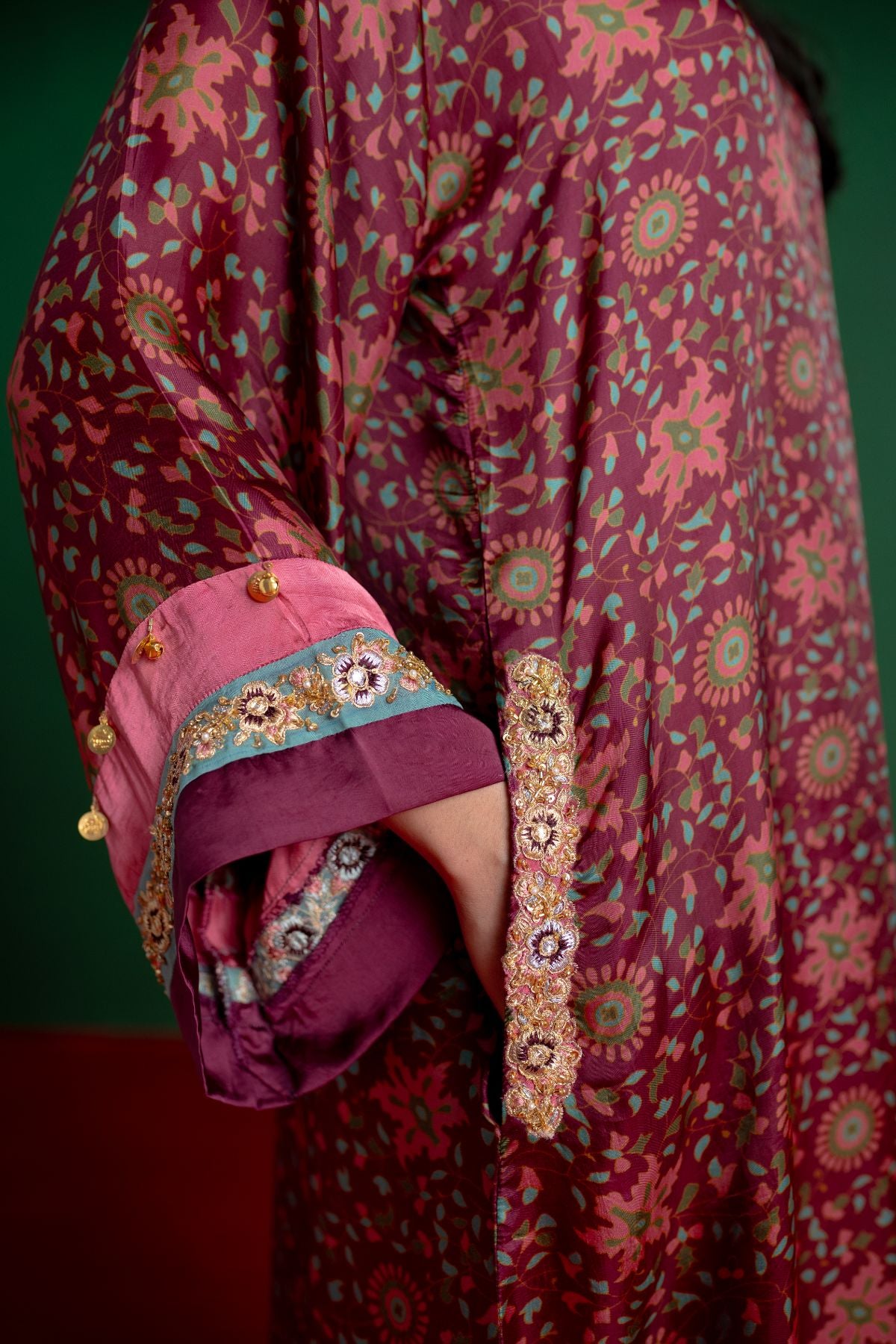 Burgundy Printed Kurta Set