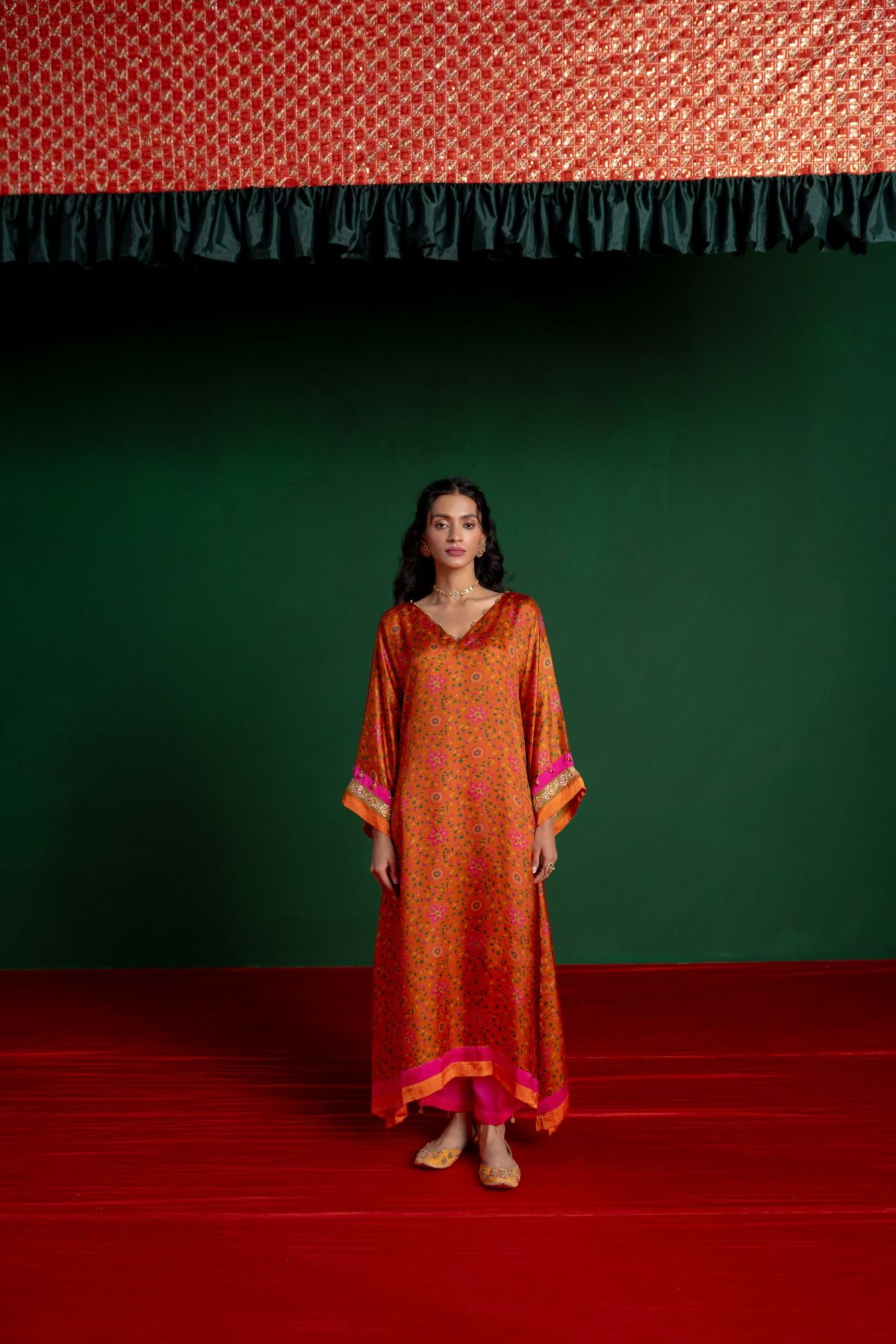 Rust Orange Printed Kurta Set