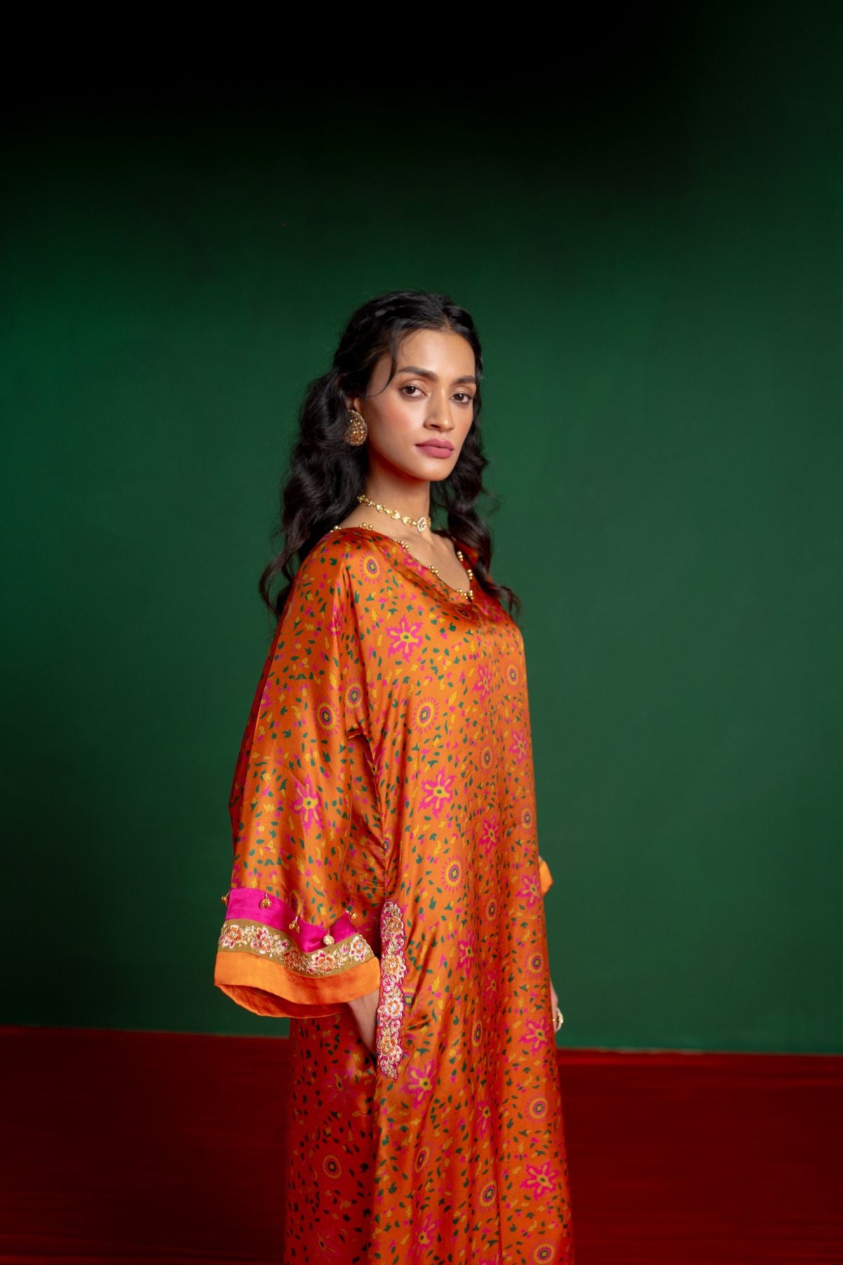 Rust Orange Printed Kurta Set
