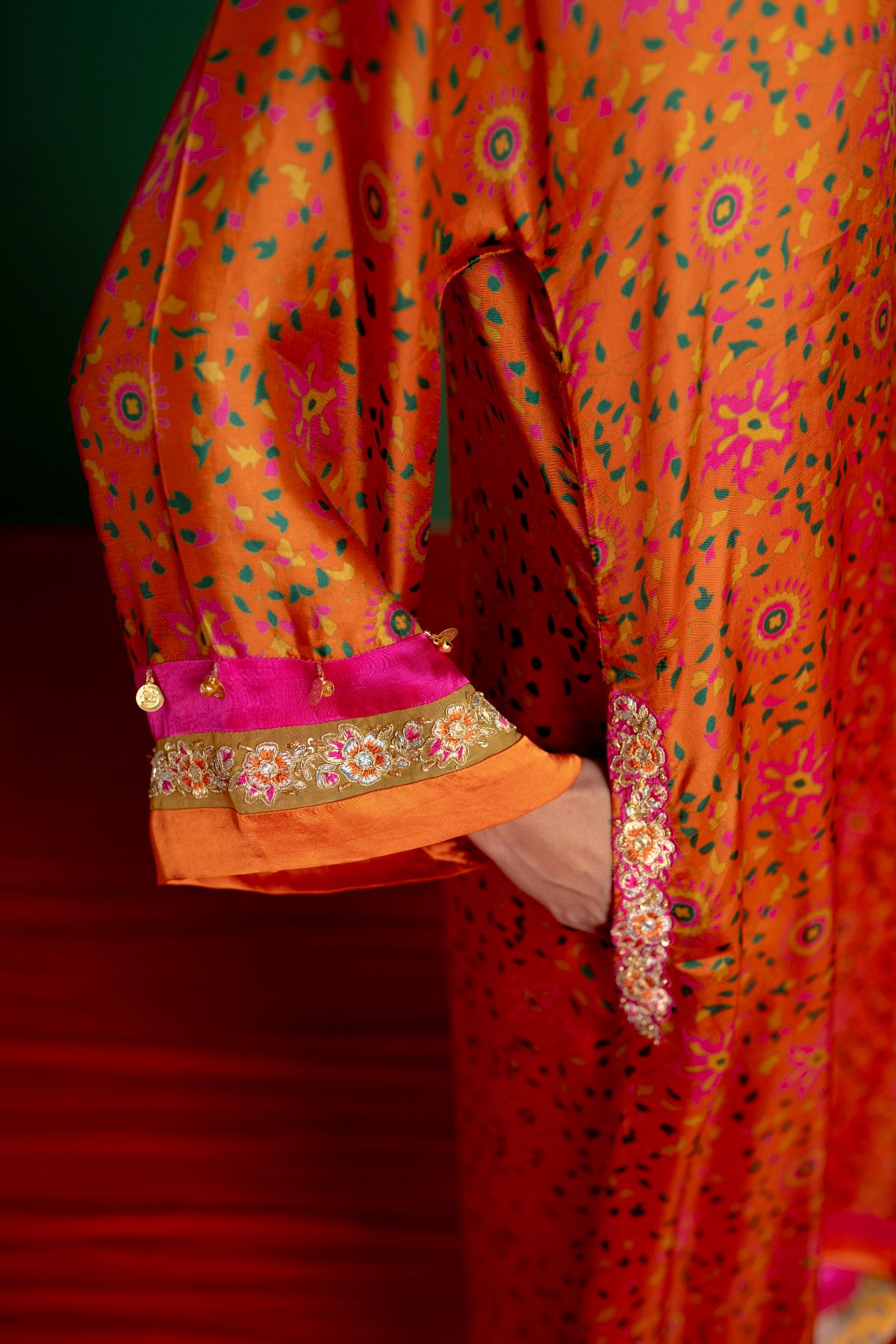 Rust Orange Printed Kurta Set