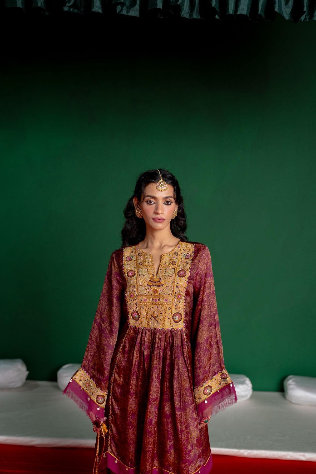 Plum Printed Kurta Set