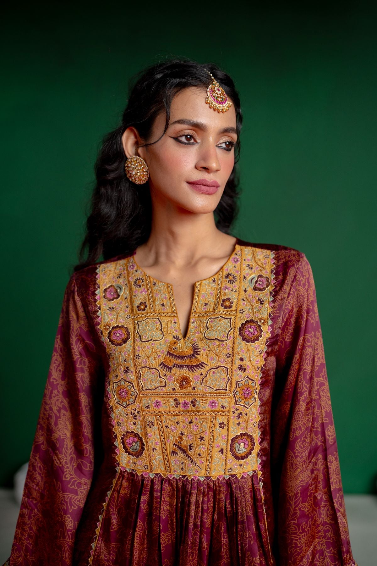 Plum Printed Kurta Set