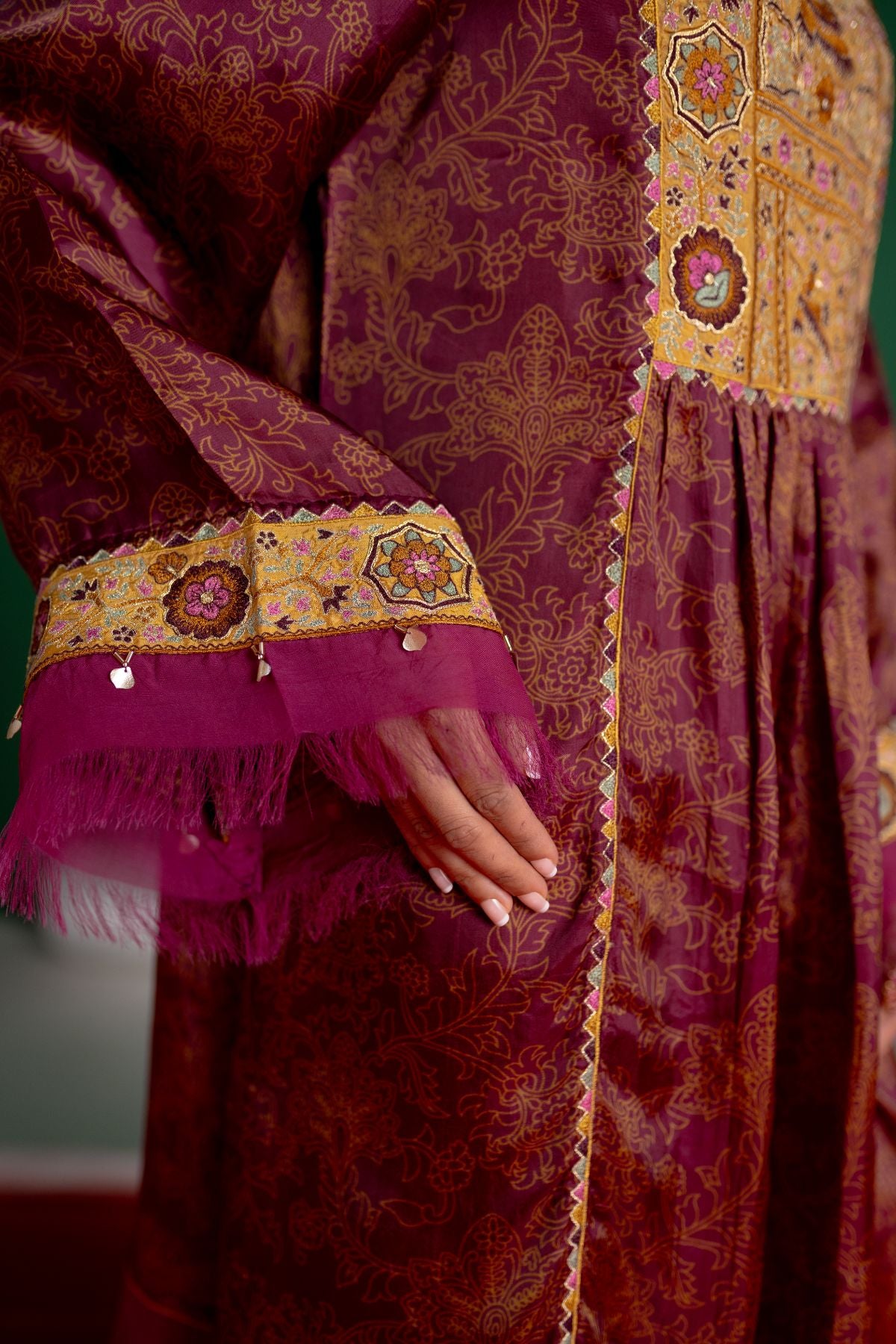 Plum Printed Kurta Set