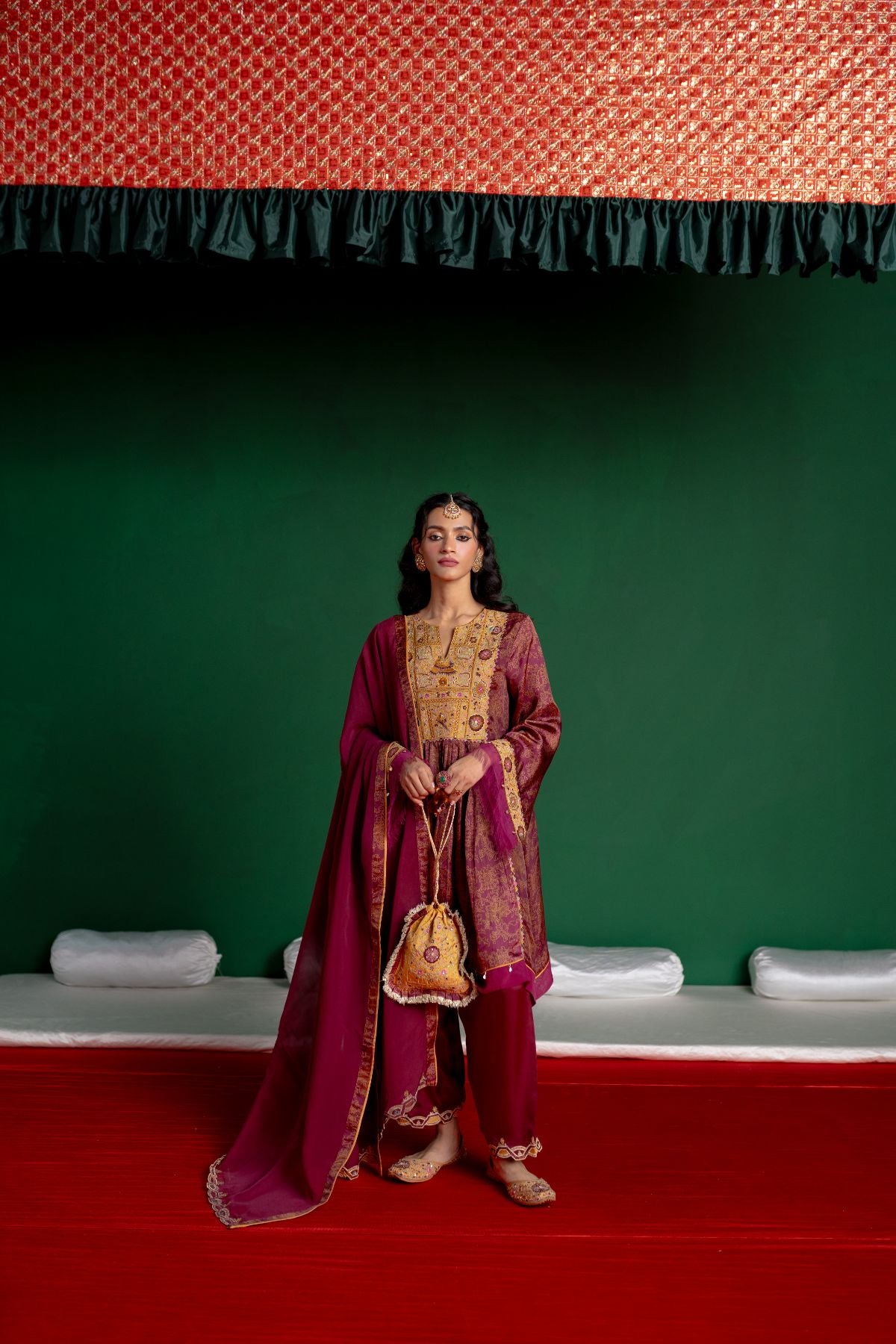 Plum Printed Kurta Set