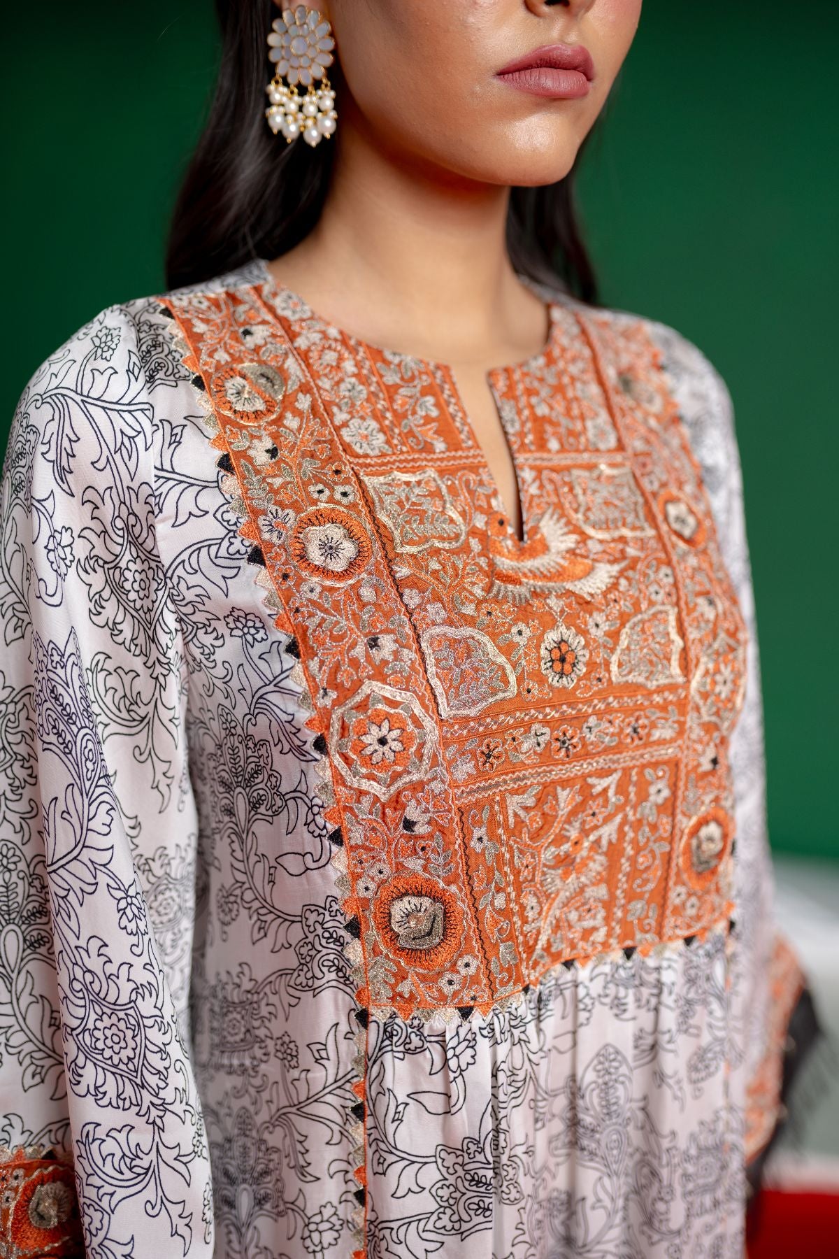 White Printed Kurta Set