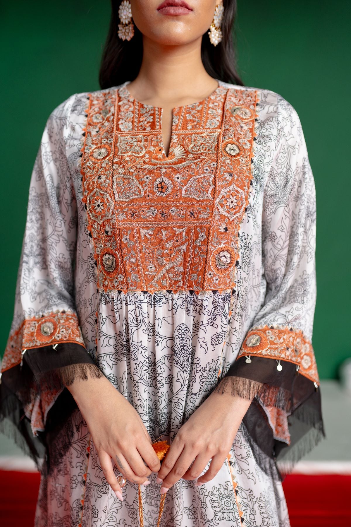 White Printed Kurta Set