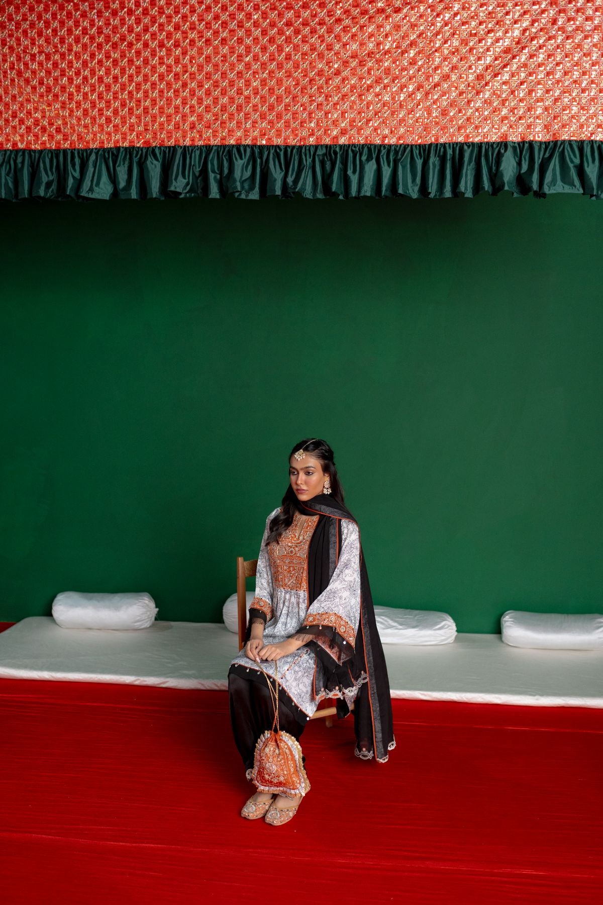 White Printed Kurta Set