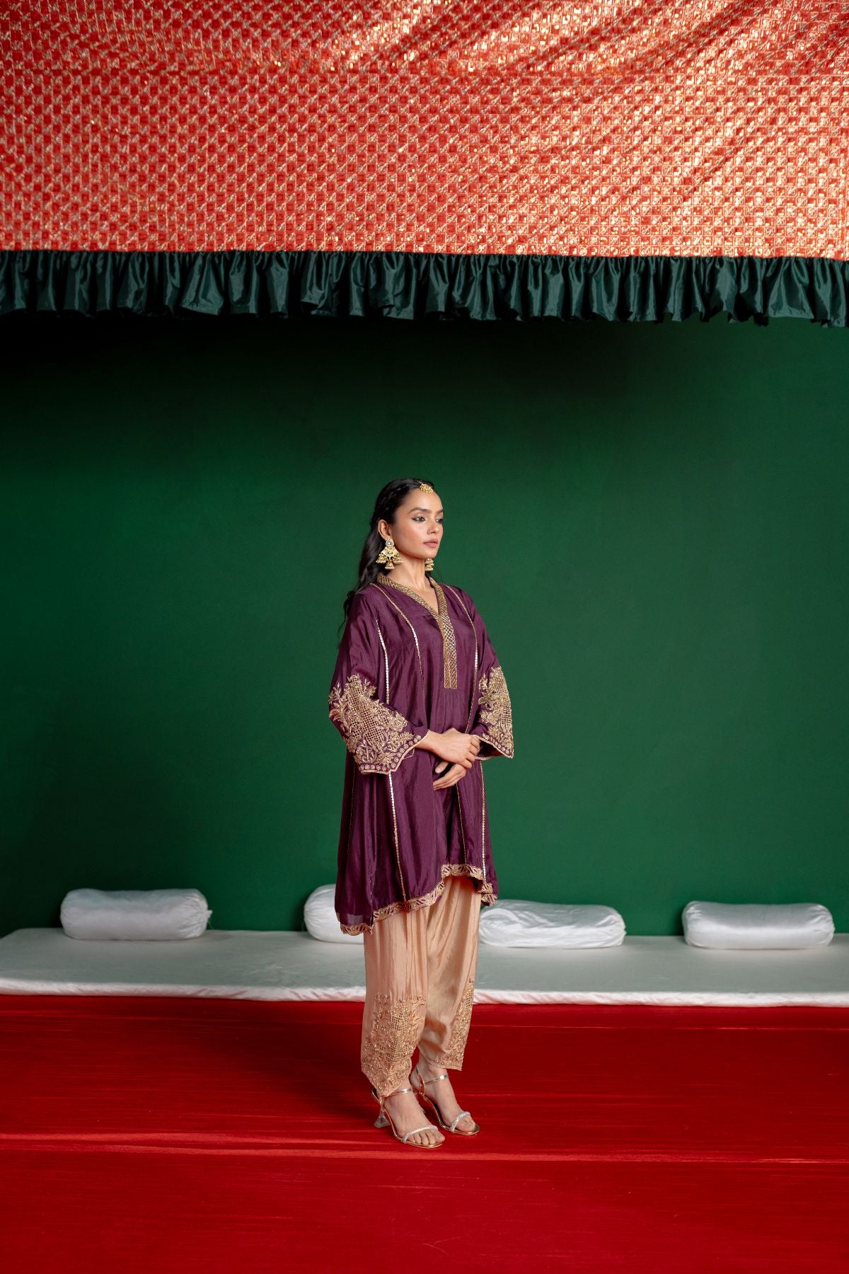 Plum Kali Kurta Set