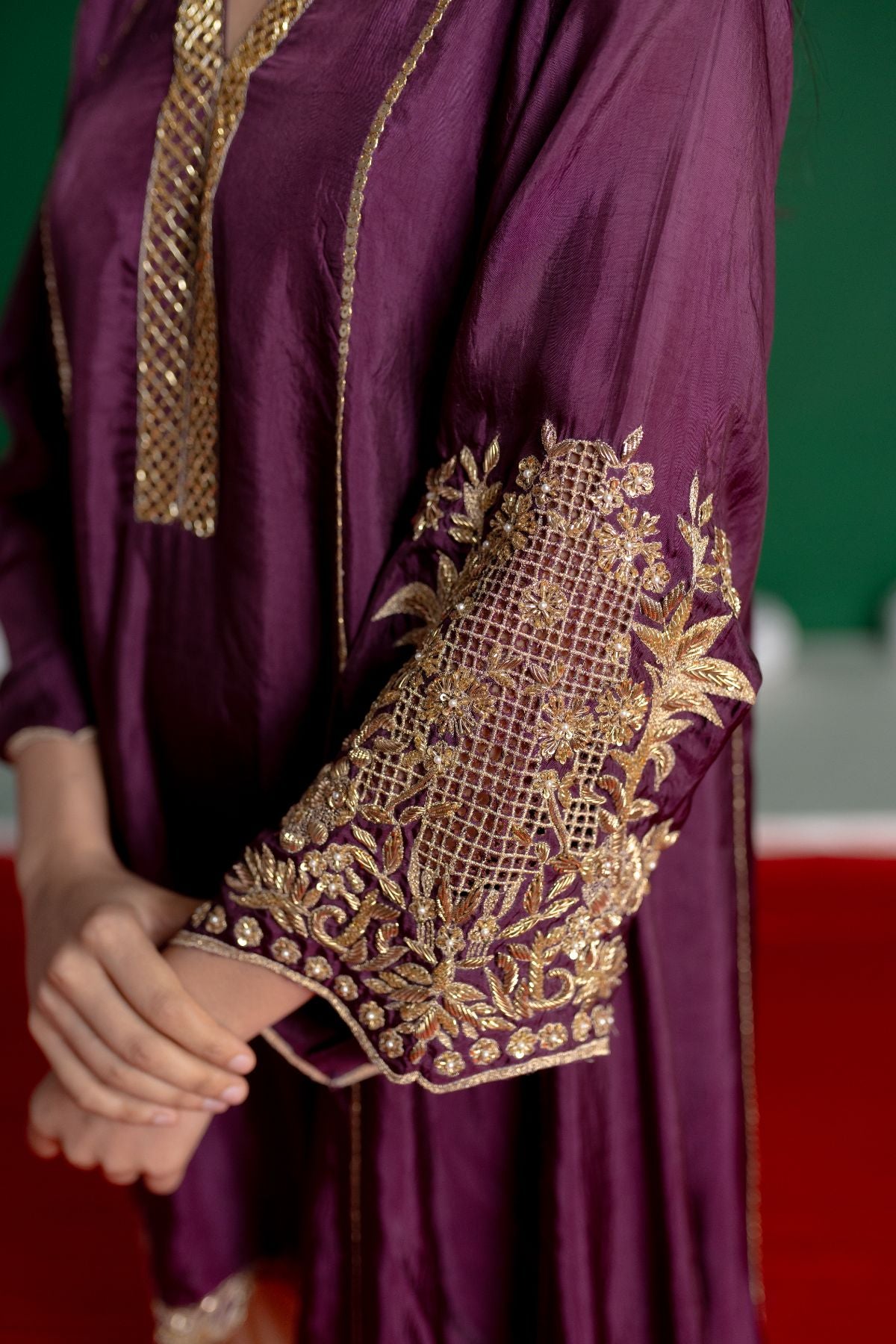 Plum Kali Kurta Set