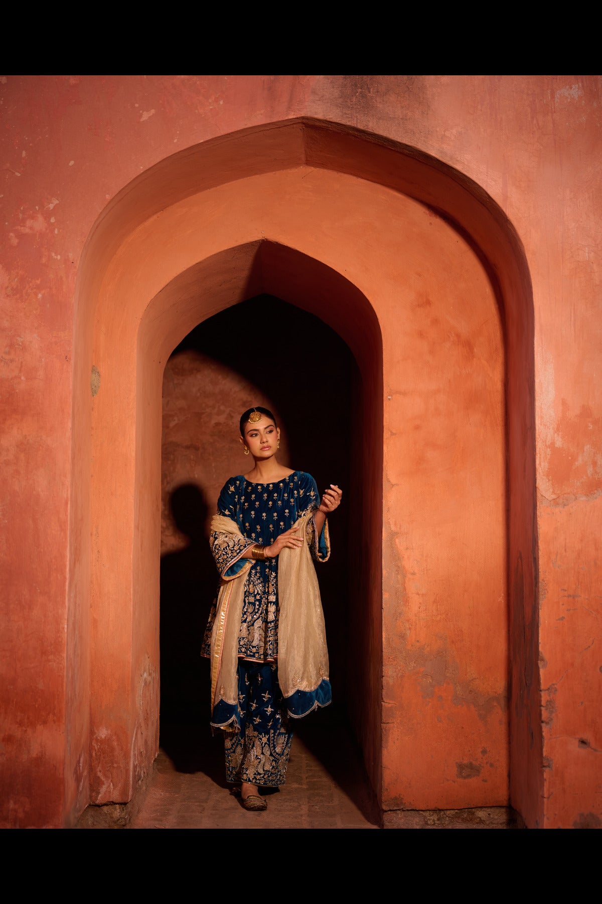 Peacock Blue Short Anarkali