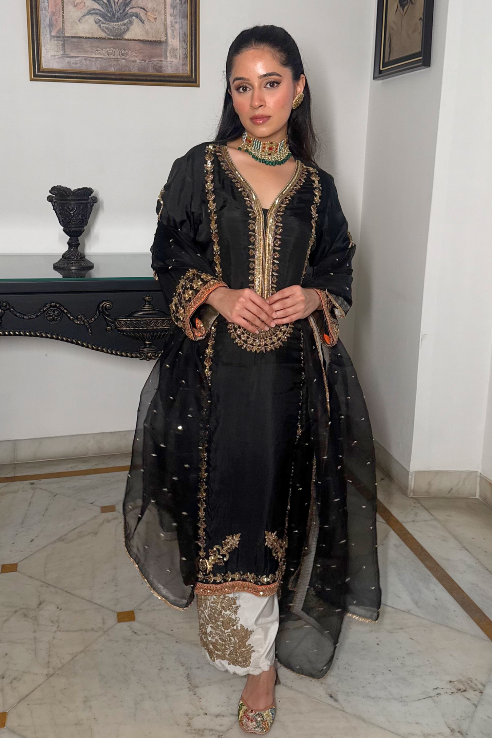 Naqsh - Black & Off White Suit