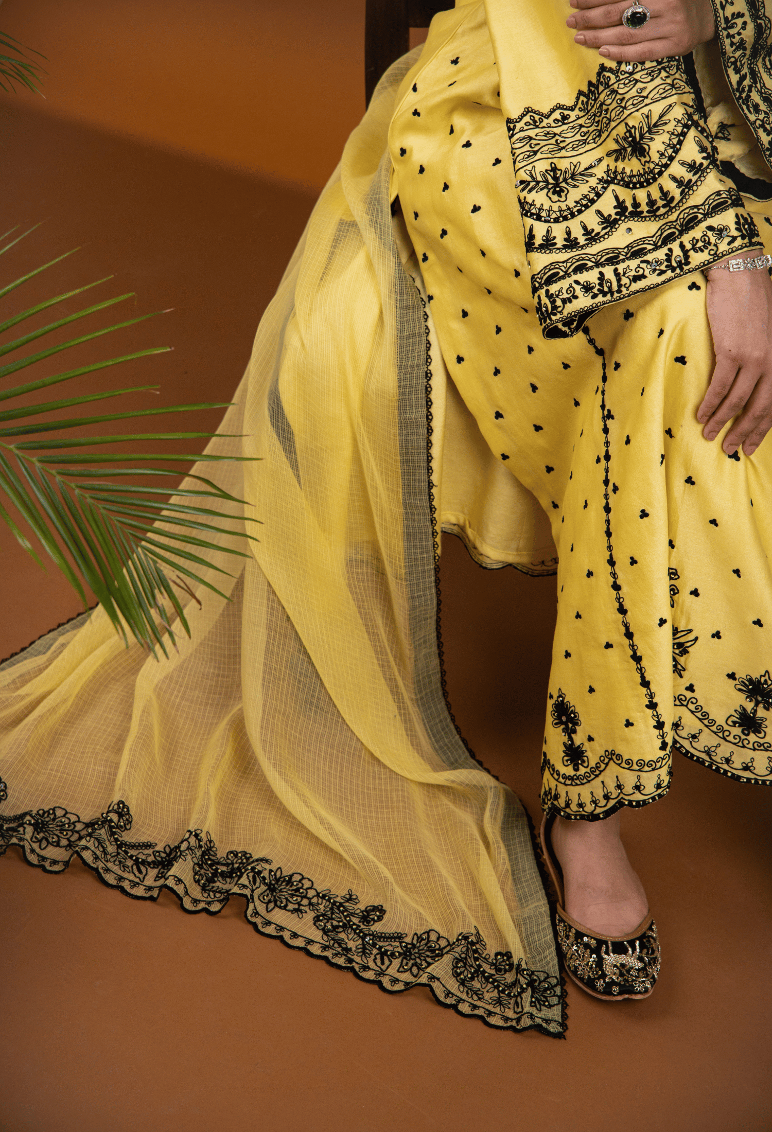 Dori Embroidered Chanderi Suit - Yellow