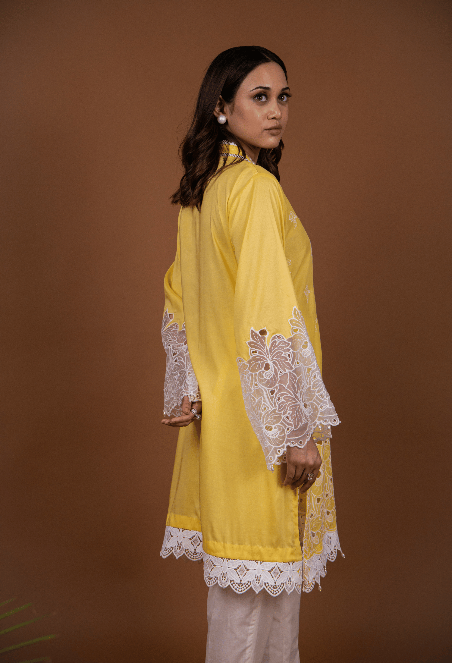 Chikankari Lawn Kurta Set - Yellow