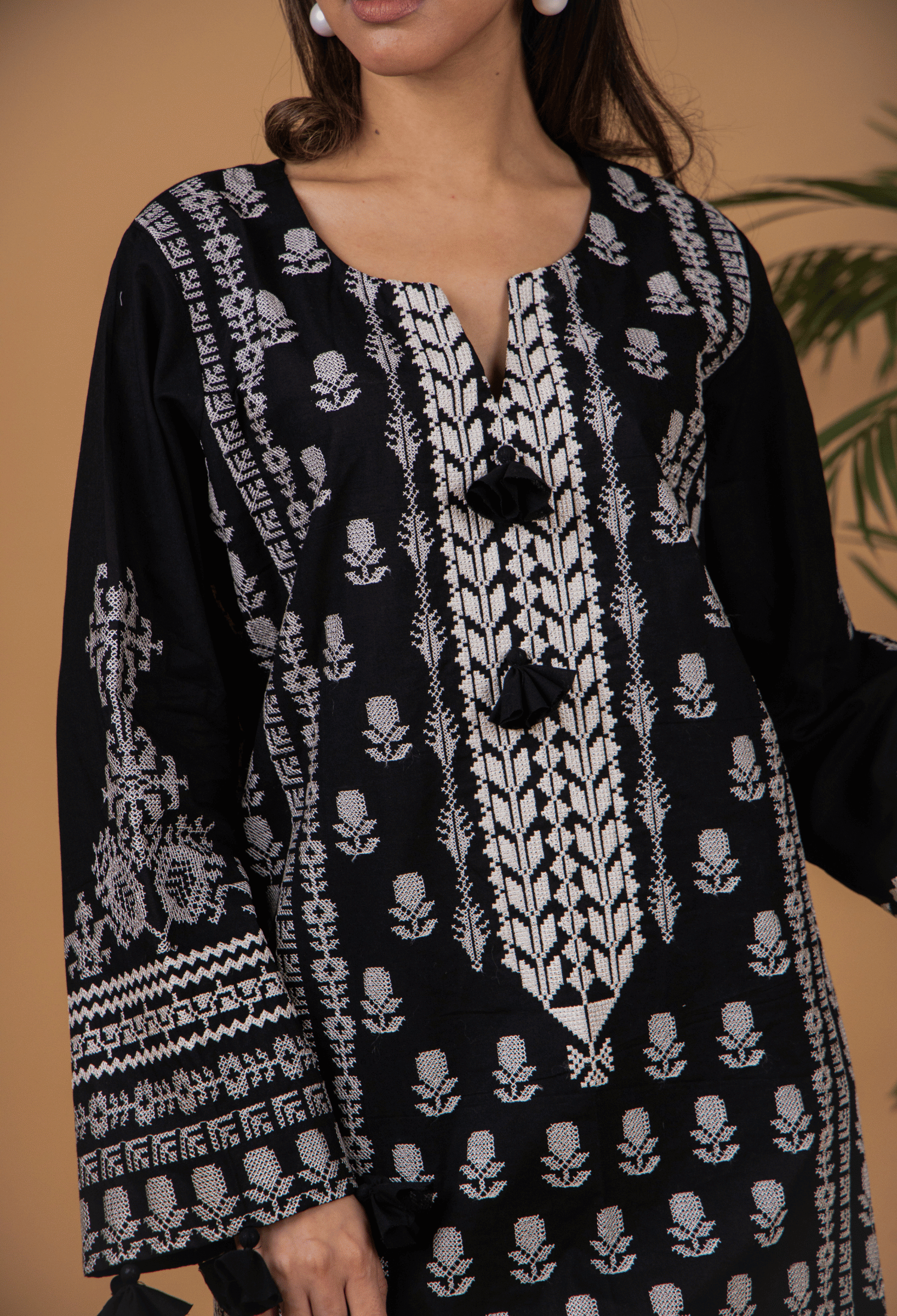 Cross Stitch Lawn Kurta Set - Black