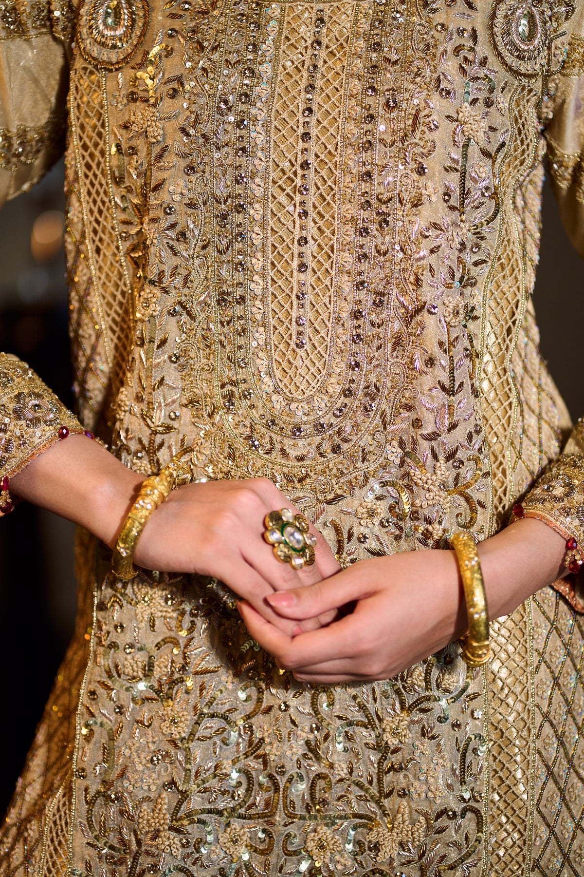 Satluj - Gold Ivory Gharara