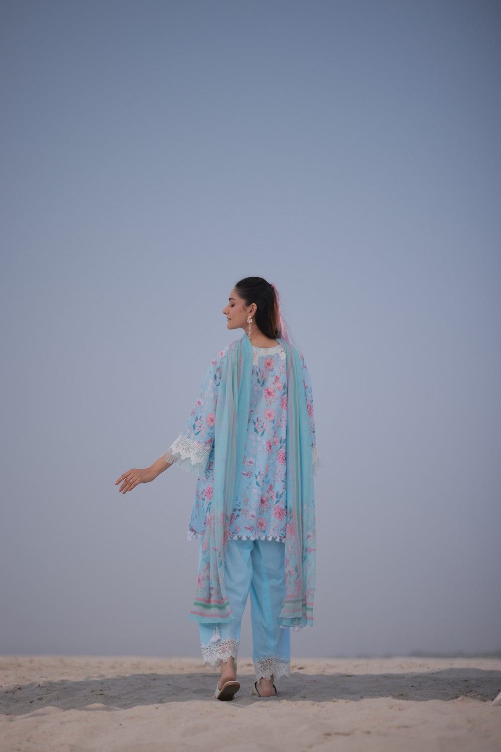 Sky Blue Printed Lawn Suit