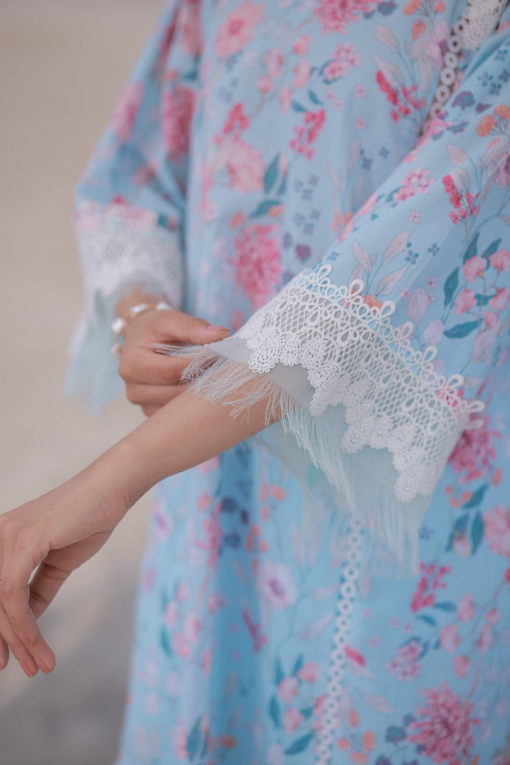 Sky Blue Printed Lawn Suit