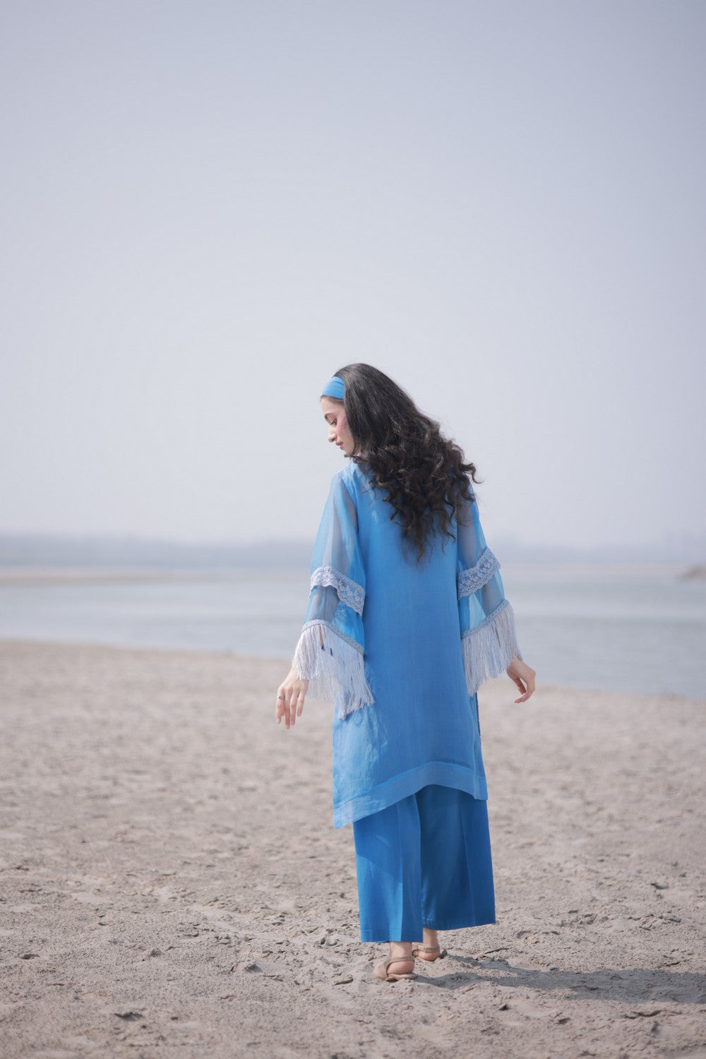 Blue Fringe Kurta Set