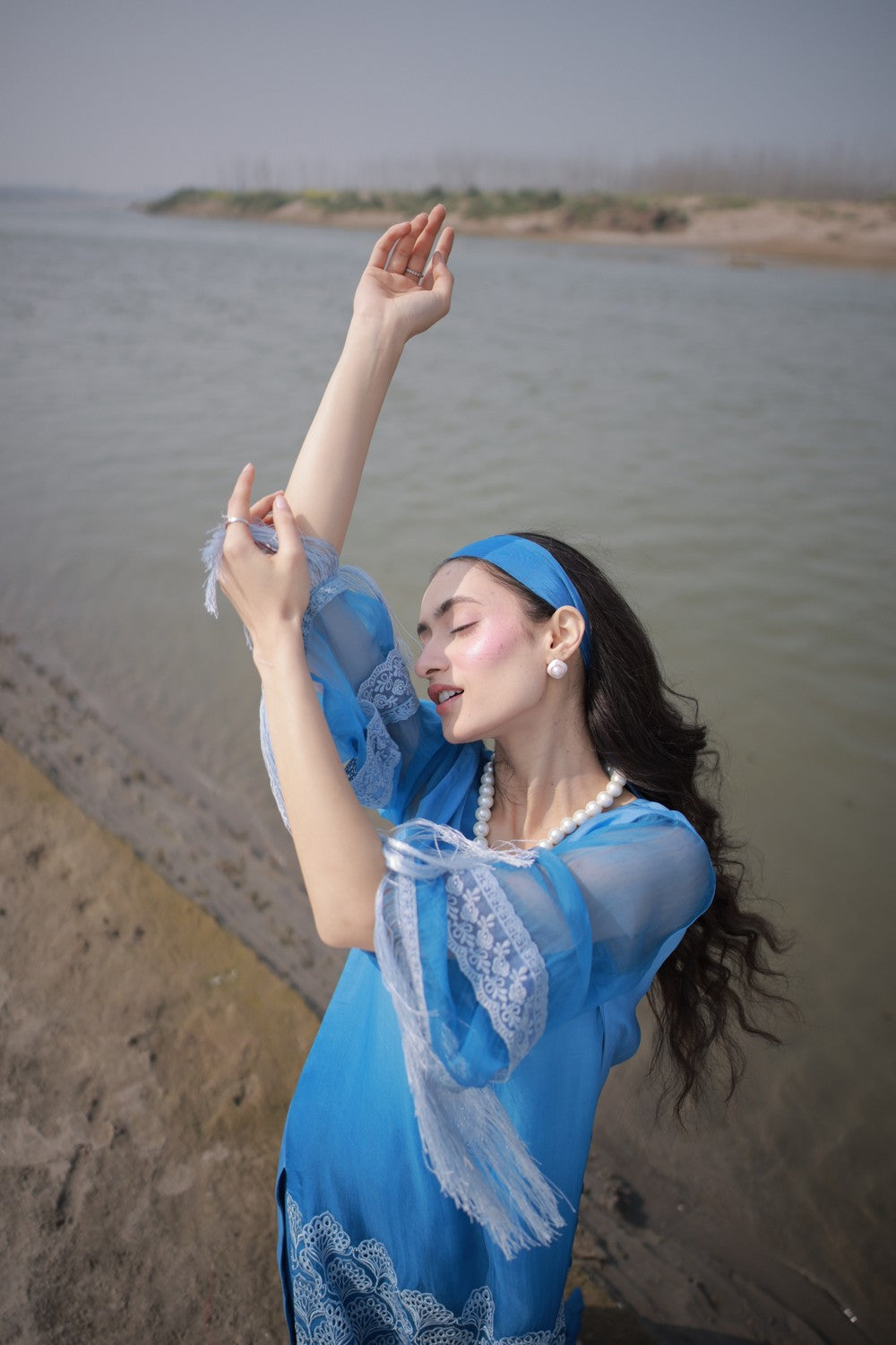 Blue Fringe Kurta Set