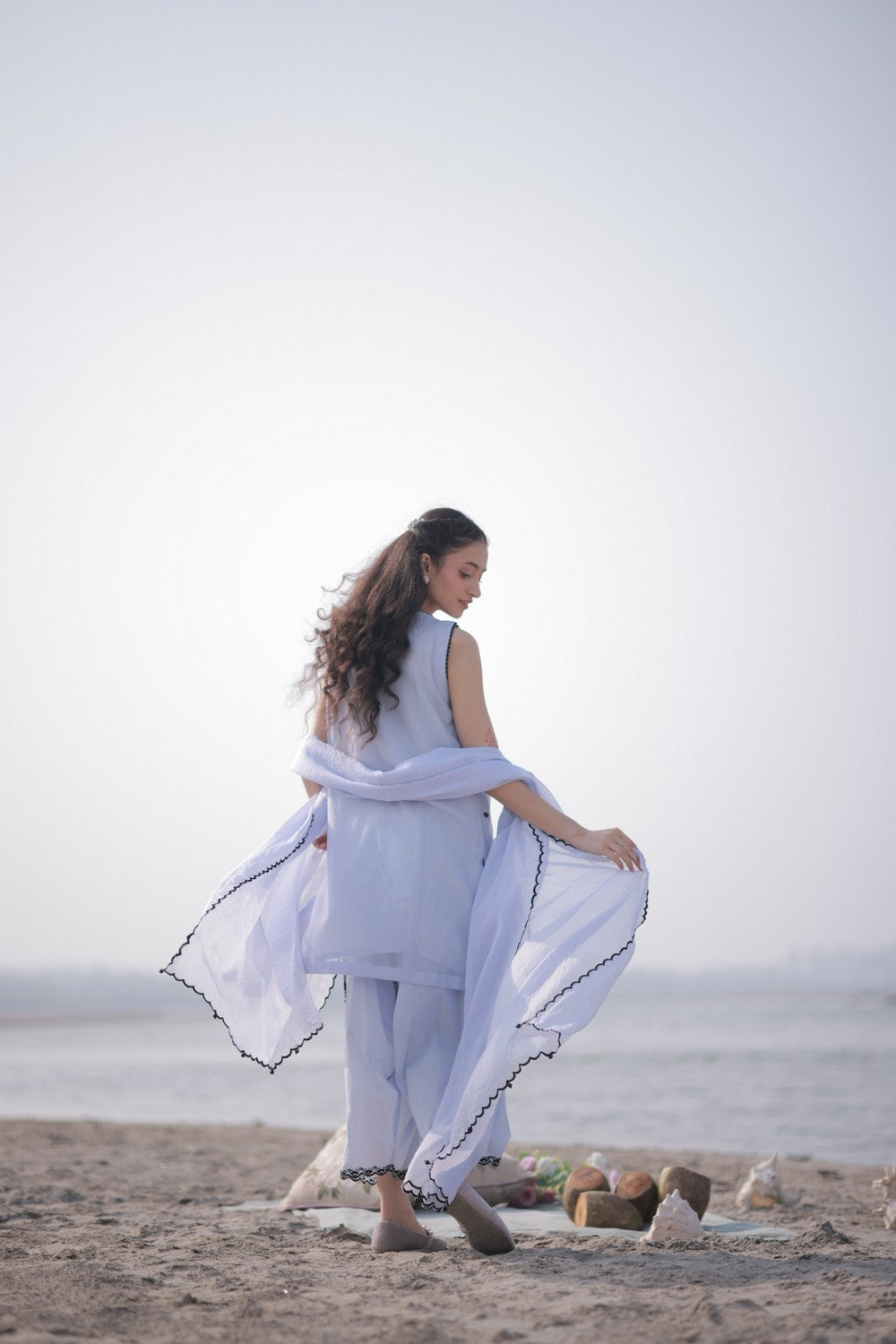 Lavender Blue Cotton Net Suit