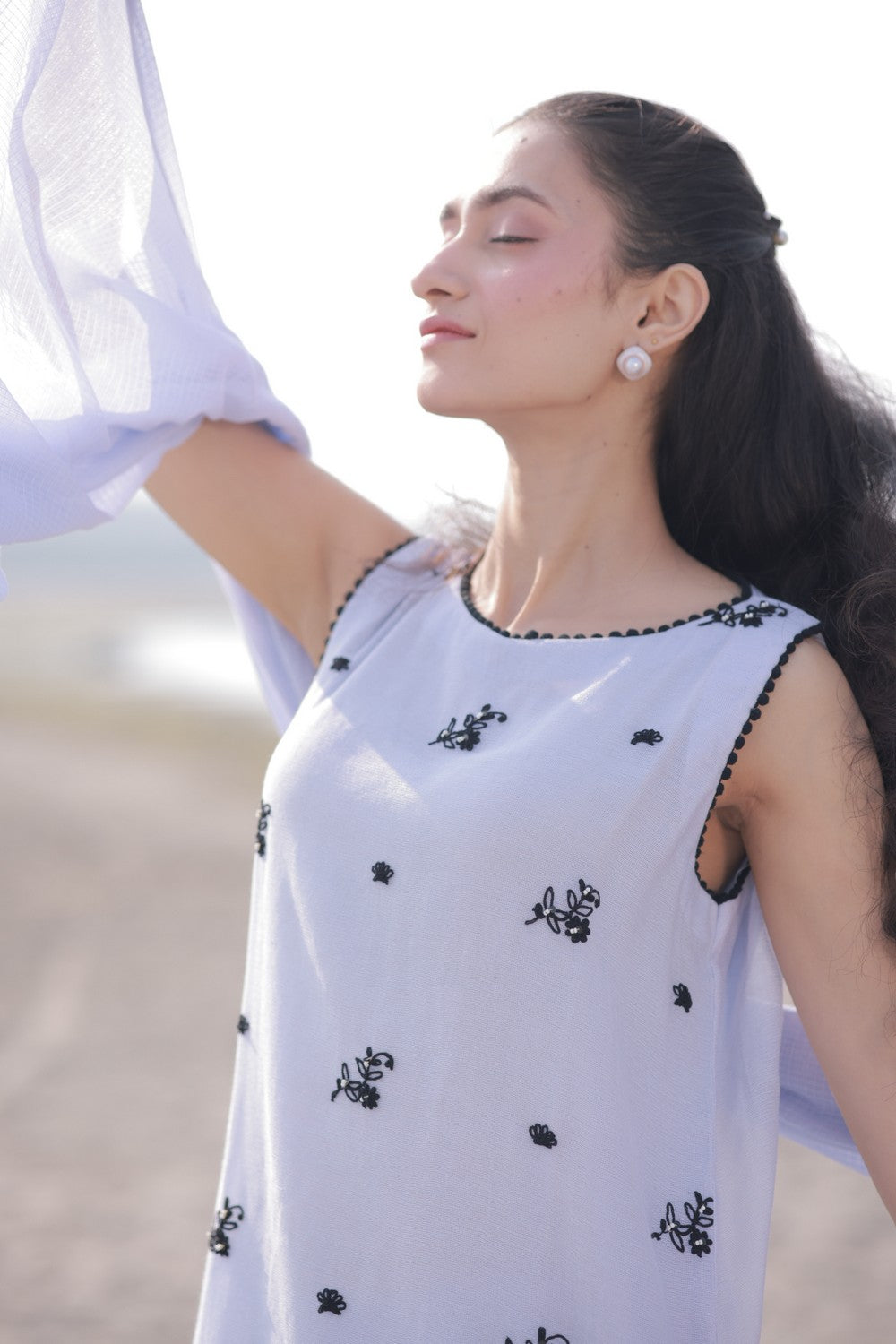 Lavender Blue Cotton Net Suit