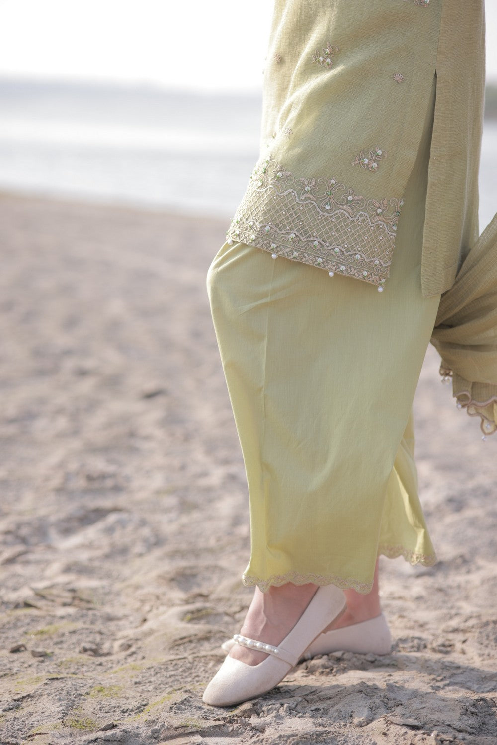 Olive Cotton Net Suit