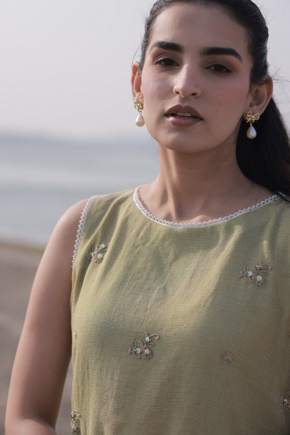 Olive Cotton Net Suit