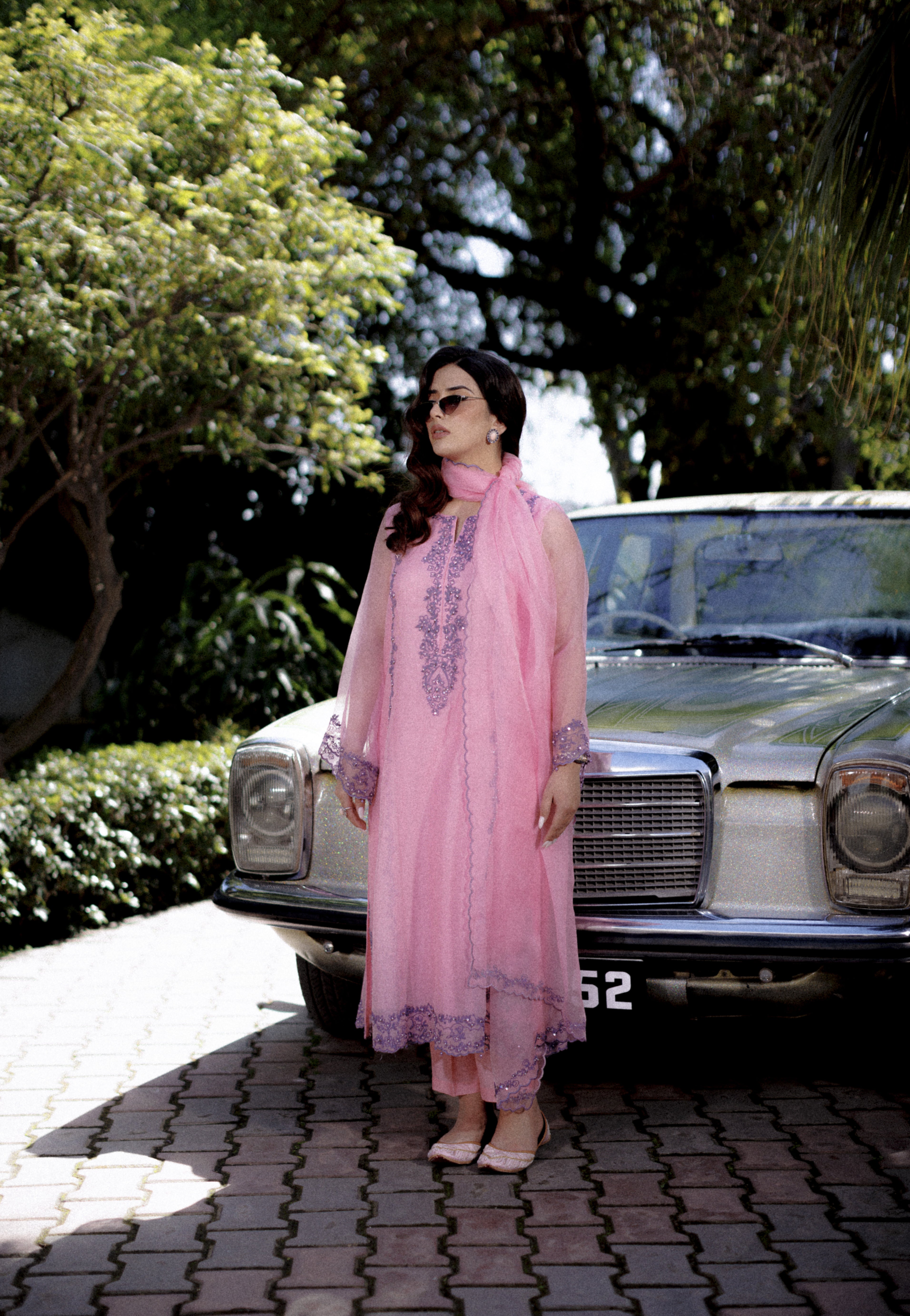 Pink Cotton Net Shirt with Dupatta