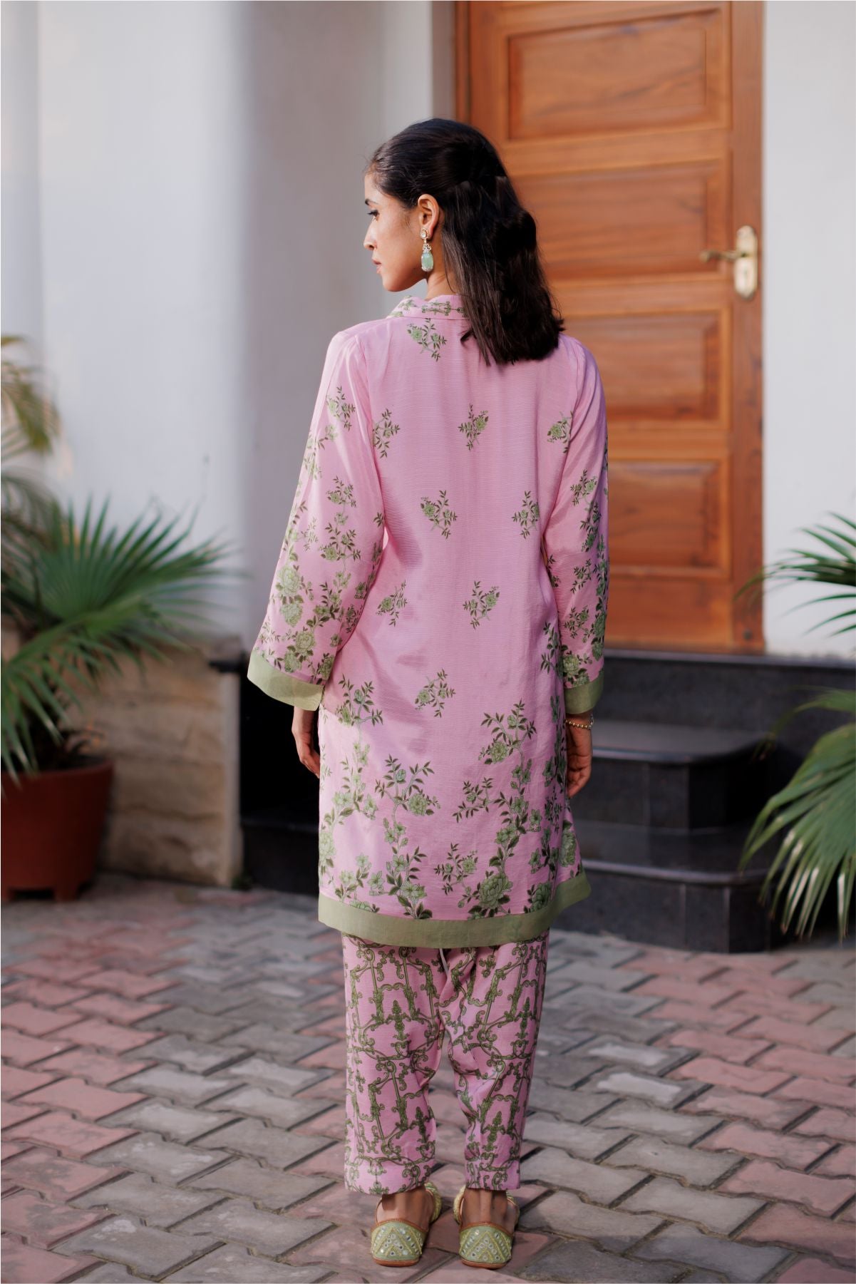 Pink Floral Silk Co-ord Set