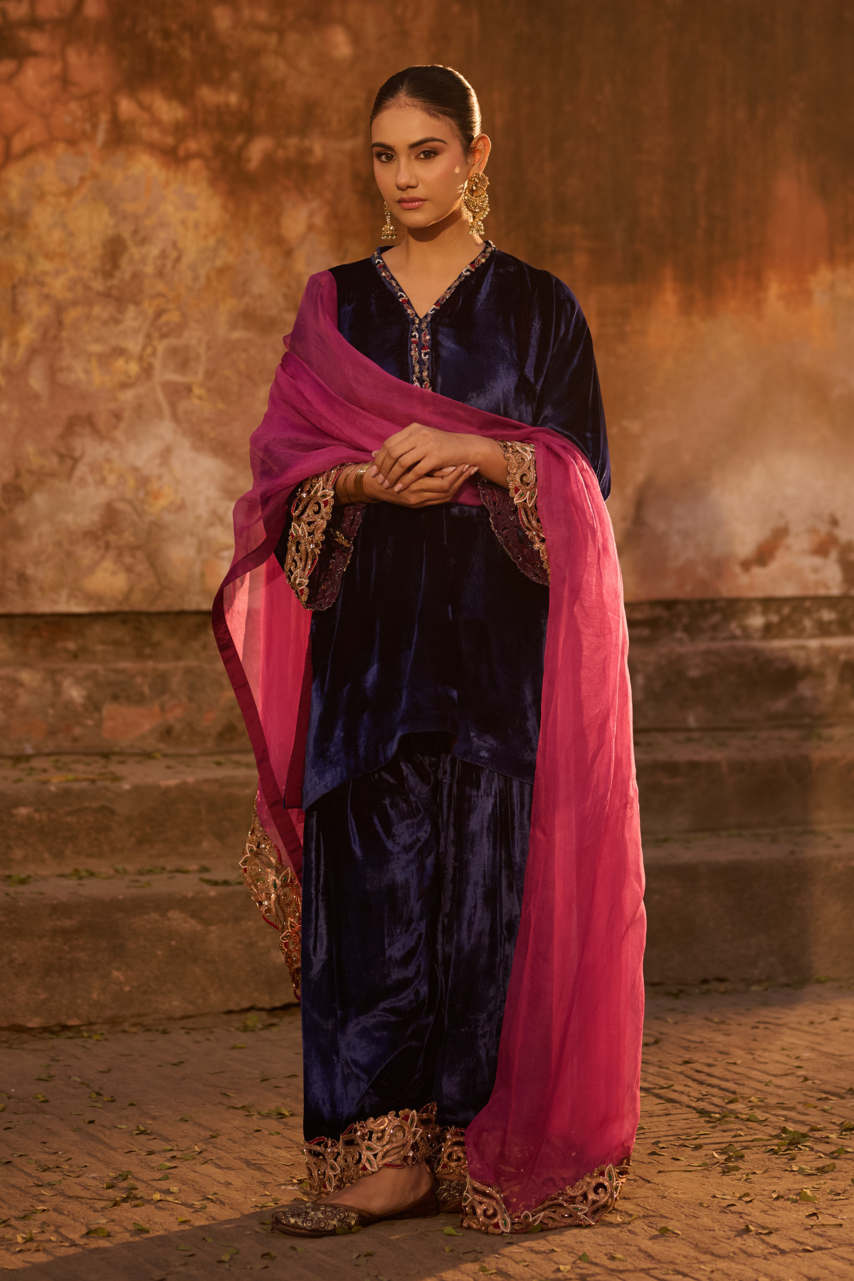 ROYAL BLUE CHOGA WITH FARSHI SHALWAR