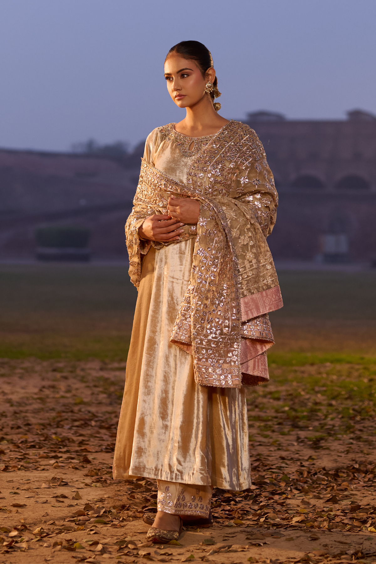 Beige Gota Patti Suit