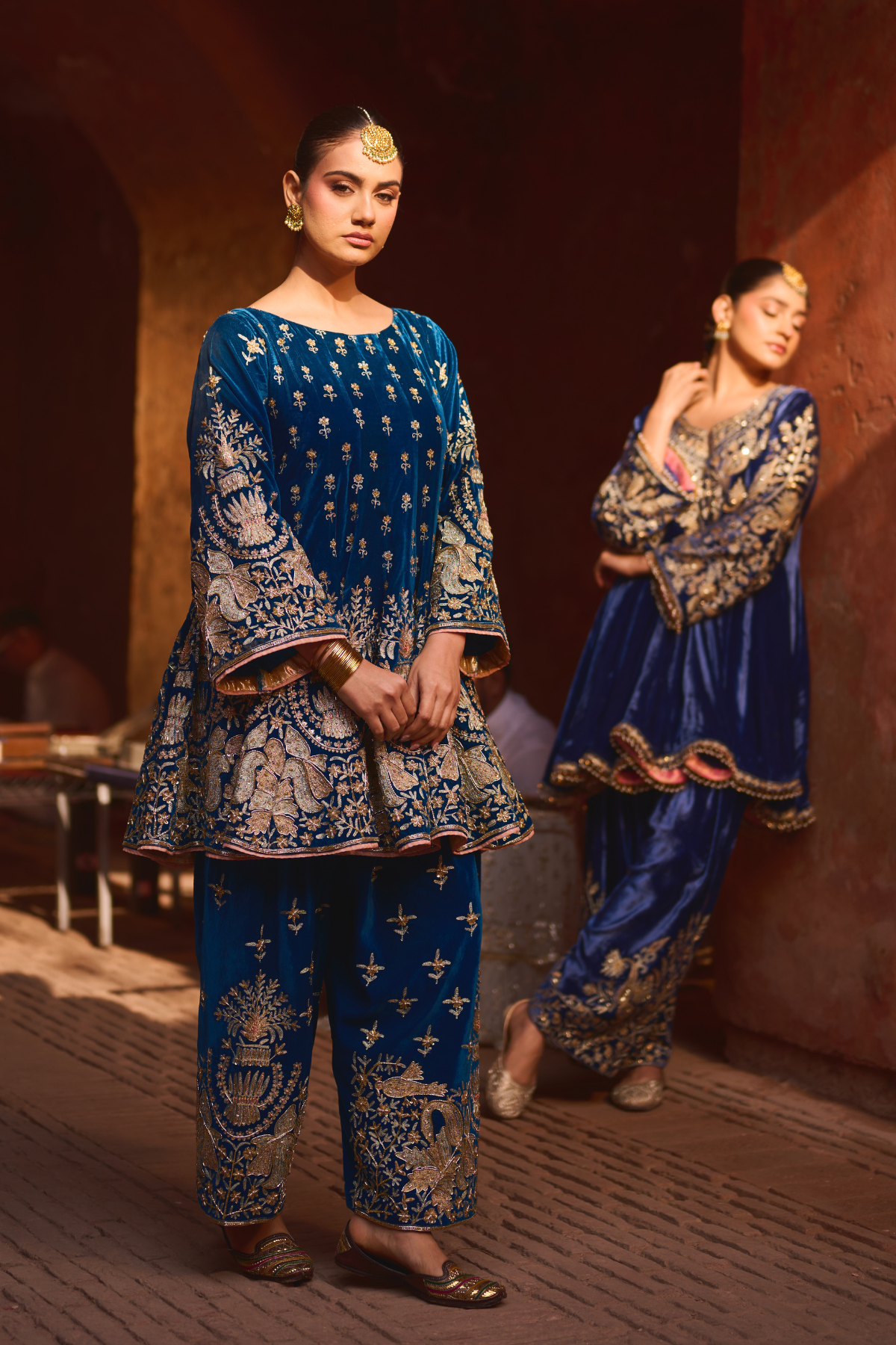 PEACOCK BLUE SHORT ANARKALI
