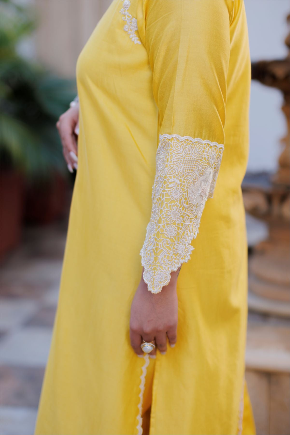 Yellow Embroidered Shirt with Dupatta
