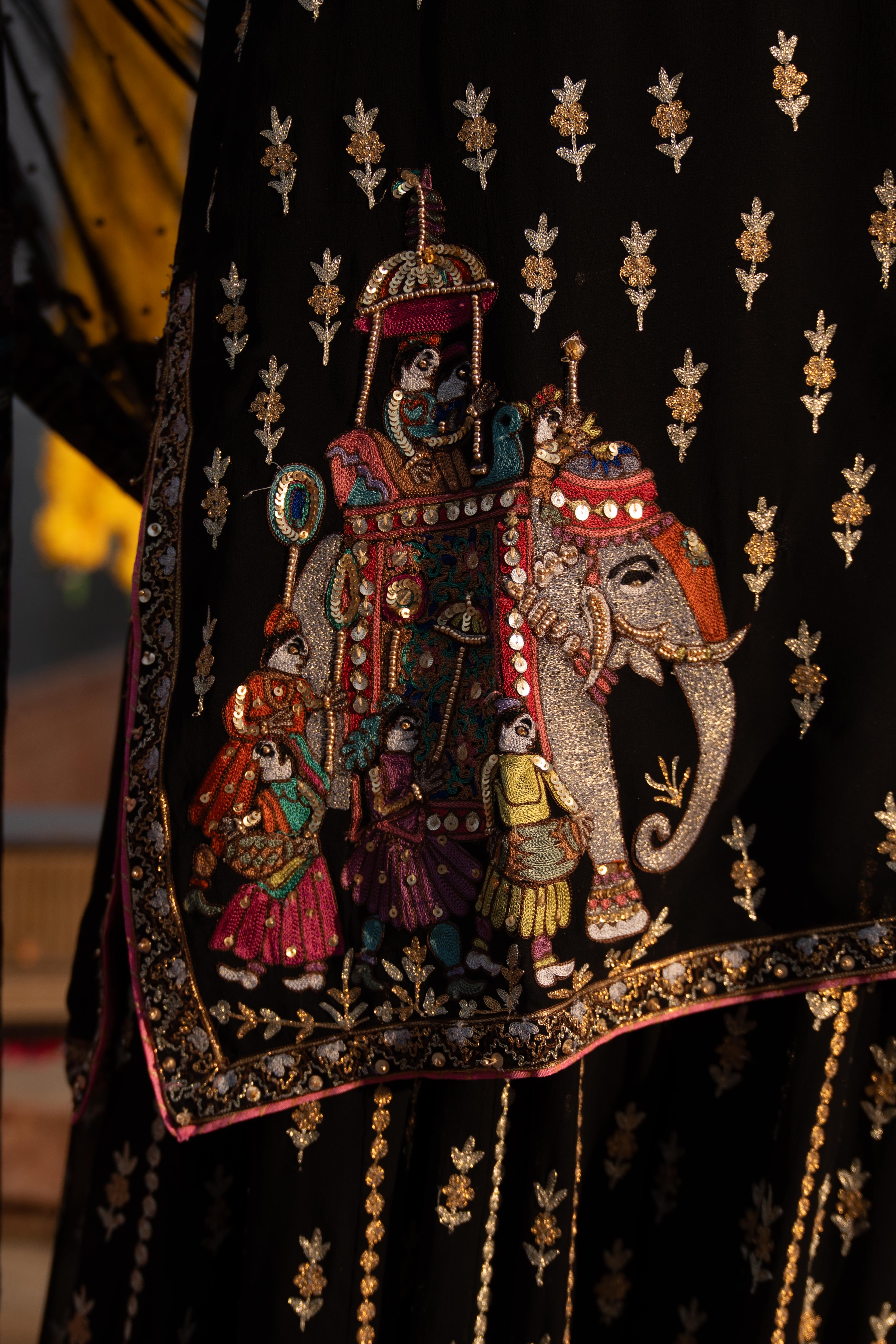 Sahiba - Black Aari Sharara Set