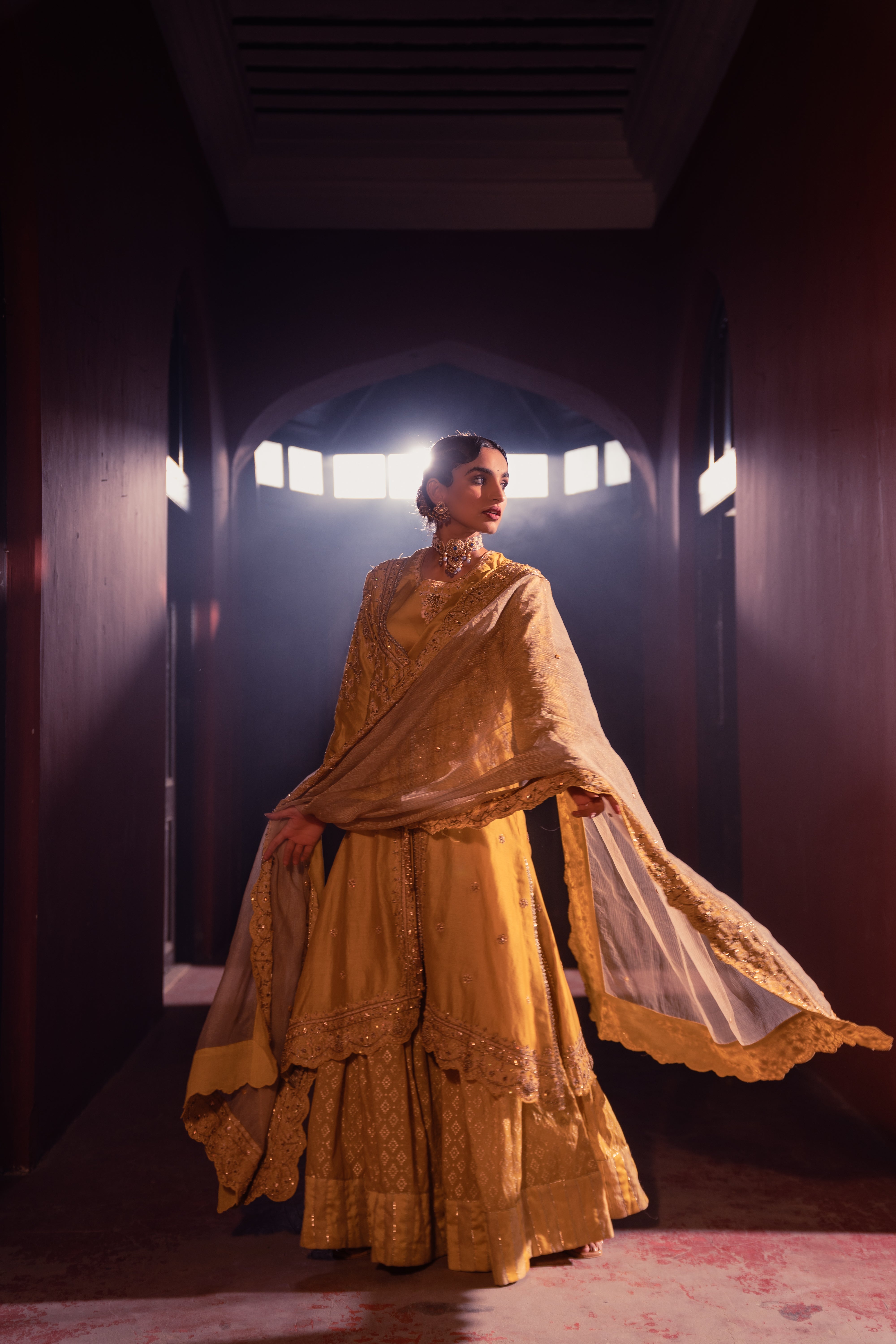 Sahiba - Yellow Jacket Sharara Set